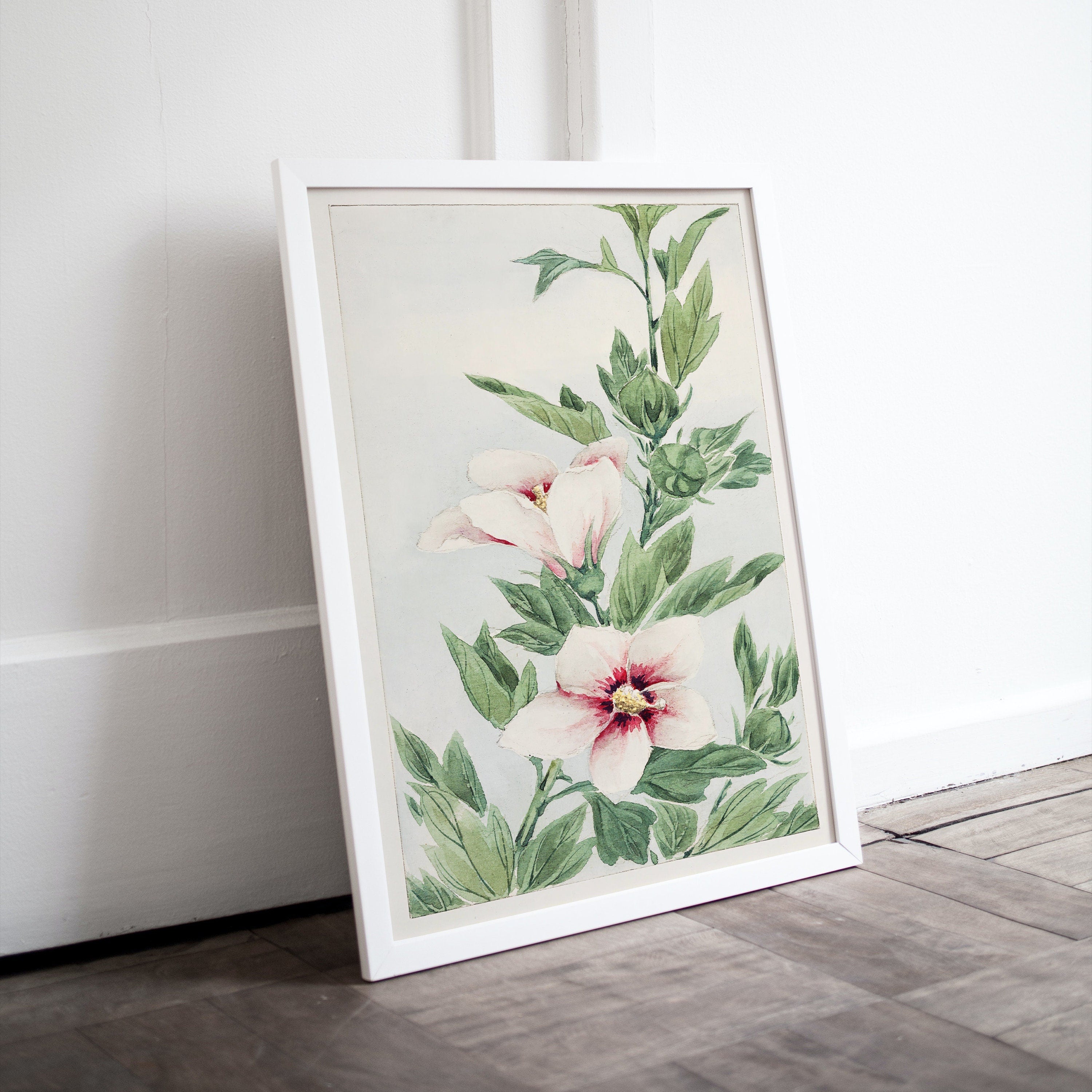 Vintage Japanese Flower Art Hibiscus Painting Printable Wall Art. Instant Download Antique Japanese Art. Botanical Print Floral Wall Art – Printable Wall Art Digital Download – Digital Download