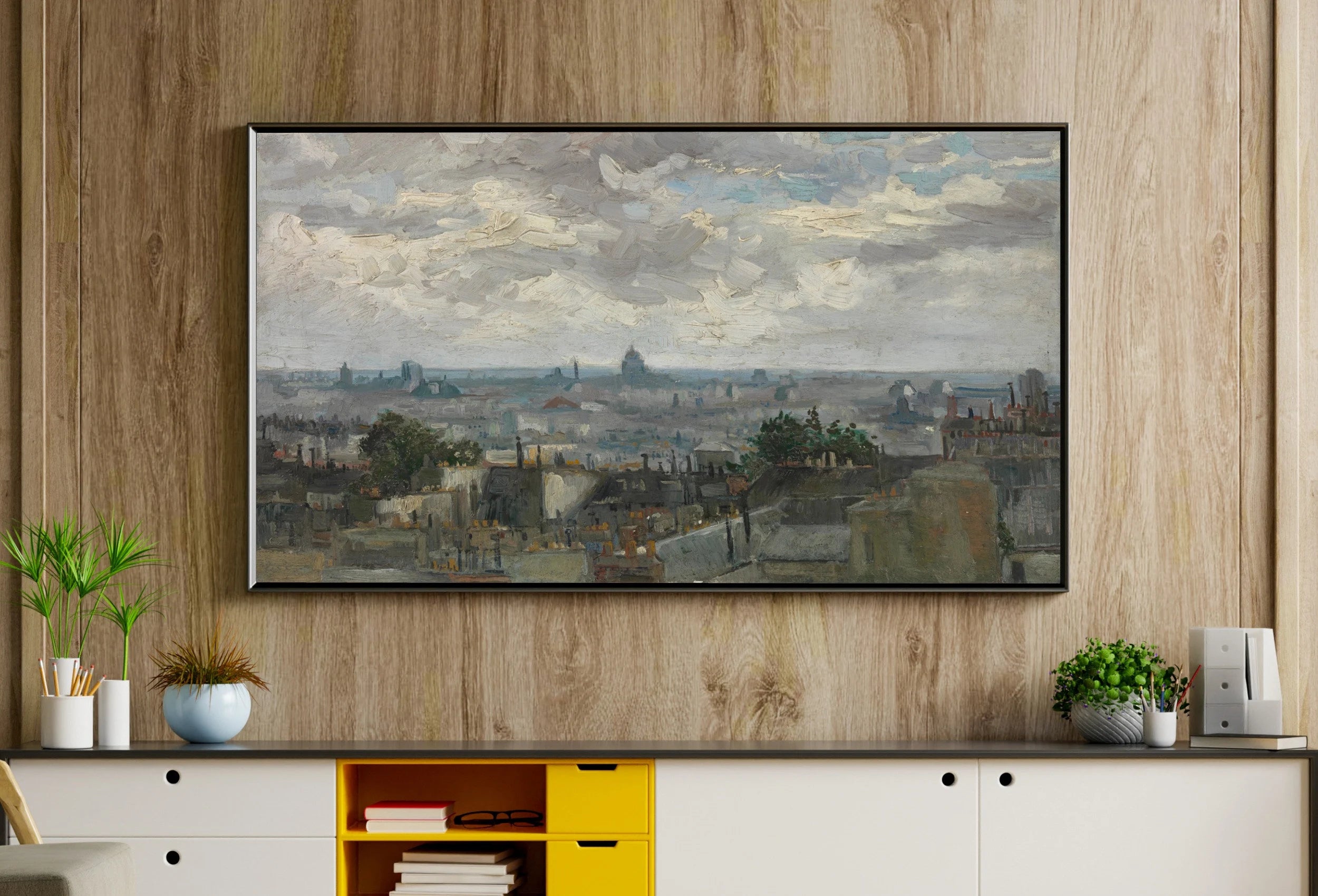 Samsung Frame TV Art 4K - View of Paris - Famous Painting by Vincent van Gogh