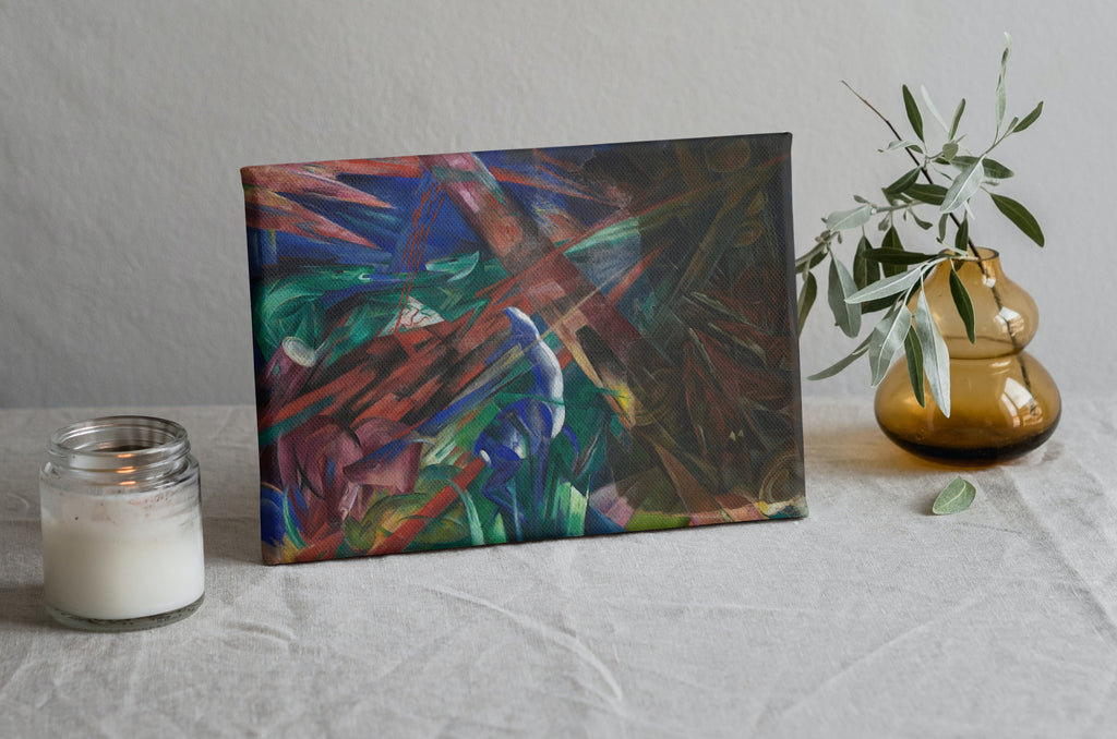 Forest Animals Vintage Painting. Surreal Abstract Geometric Art Print. Instant Download Antique Oil Painting. Colorful Printable Wall Art
