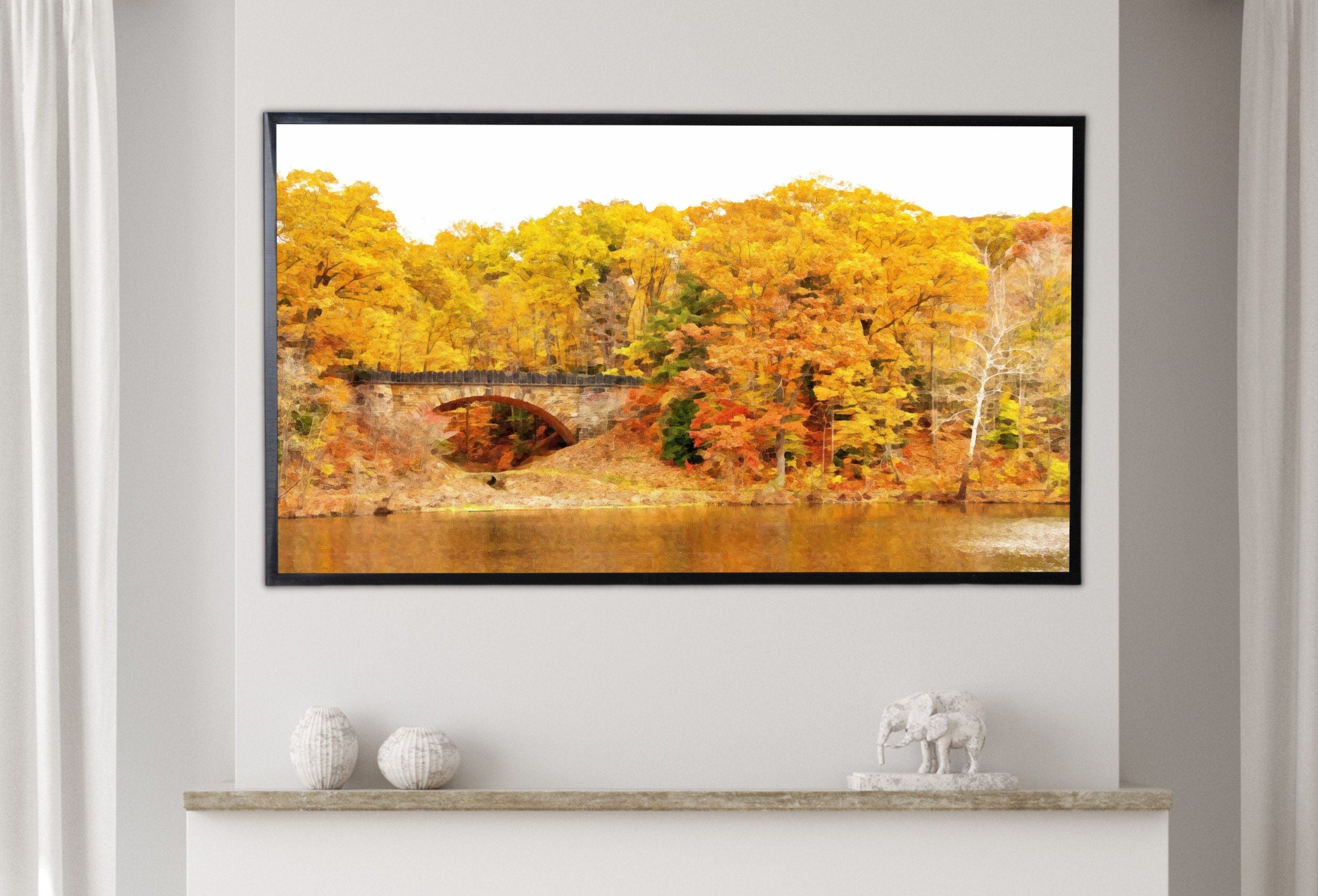 Samsung Frame TV Art 4K River Landscape in the Fall Digital Art. Instant Download Nature Photography Art for the Frame TV