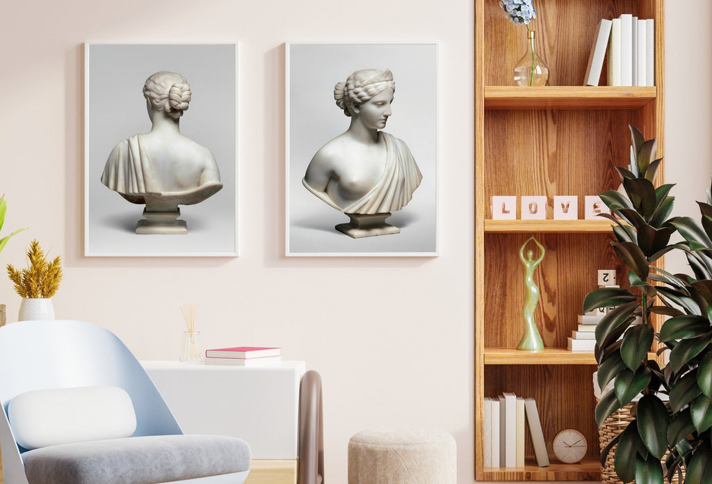 2 Pieces Wall Art, Woman Greek Bust Statue Set of 2 Prints. Printable, Digital Download Greek Mythology Art. Aesthetic Room Decor, Sculpture