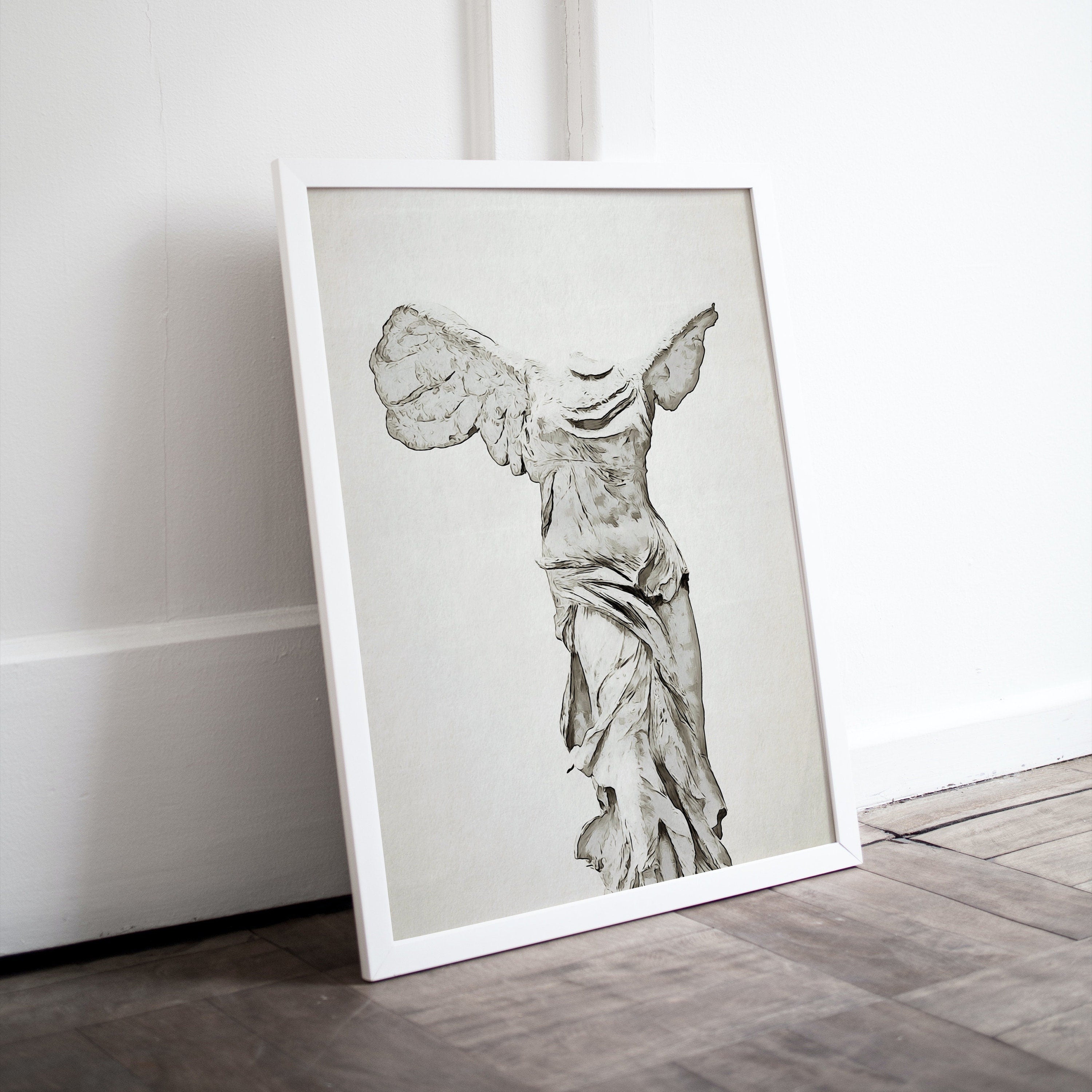 Winged Victory of Samothrace Greek Mythology Printable Wall Art. Greek Sculpture Decor, Aesthetic Minimalist Decor Greek Goddess Statue.