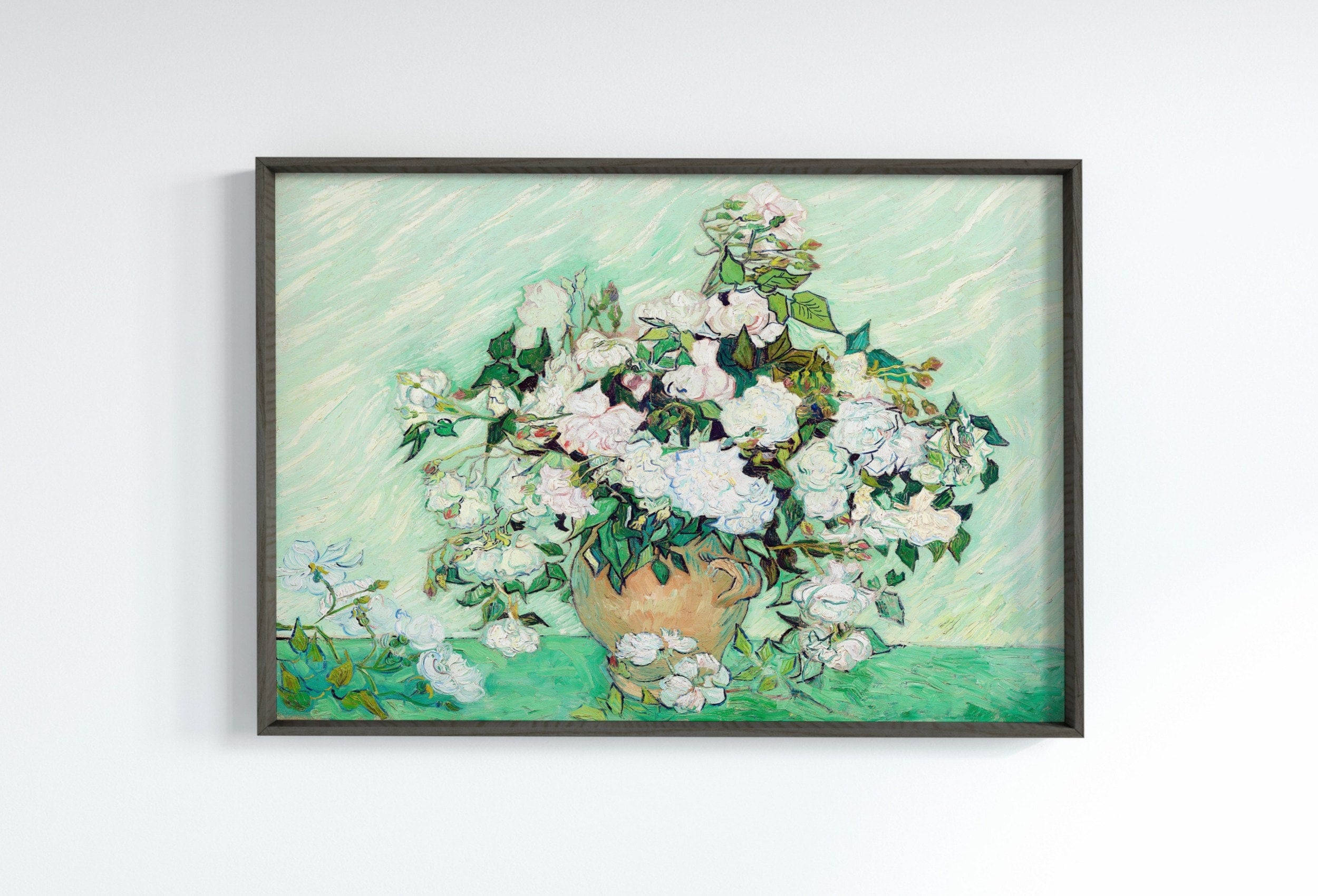 Famous van Gogh Roses Painting Art Print. Instant Download Printable van Gogh Fine Art. Vintage Still Life White Roses Painting.