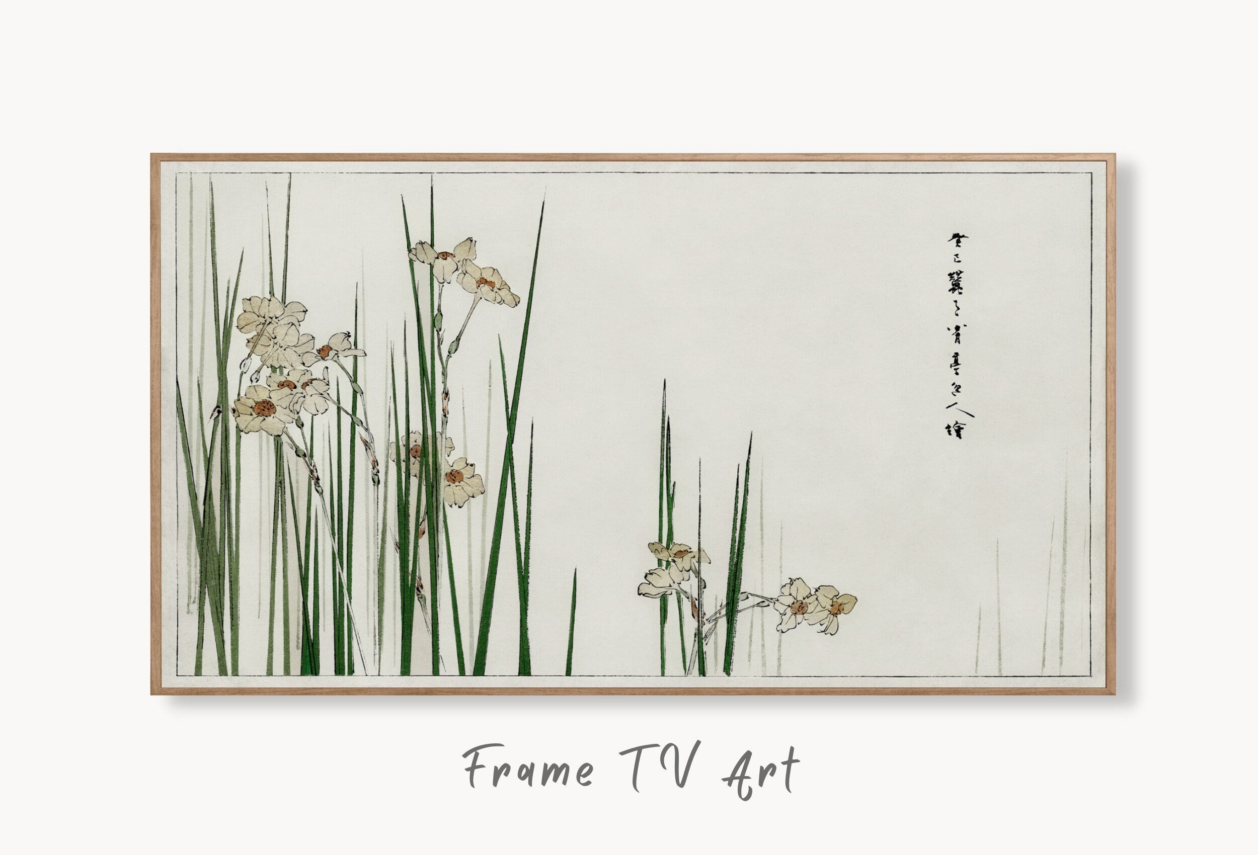 Jonquil Illustration Vintage Japanese Frame TV Art. Vintage Japanese Painting, Digital Download for Samsung Frame, Frame TV Art