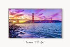 Golden Gate Bridge Frame TV Art, San Francisco Colorful Painting, Digital Download, Art for Tv, Colorful Frame TV Art Golden Gate Bridge