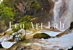 Samsung Frame TV Art 4K Row of Waterfalls in Forest Digital Painting. Instant Download Art for TV. Colorful Frame TV Art. Nature Wall Art