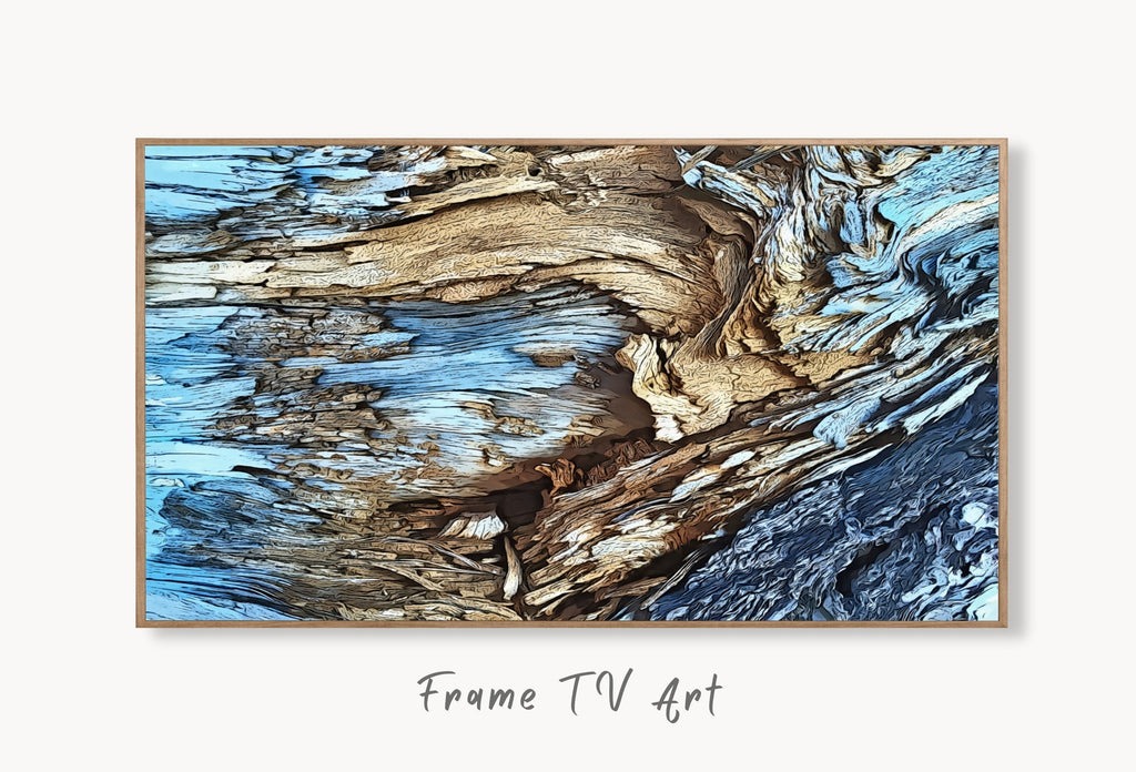 Blue Tree Bark Abstract Samsung Frame TV Art. Abstract Nature Art Samsung TV, Digital Download for Samsung Frame, Frame TV Art