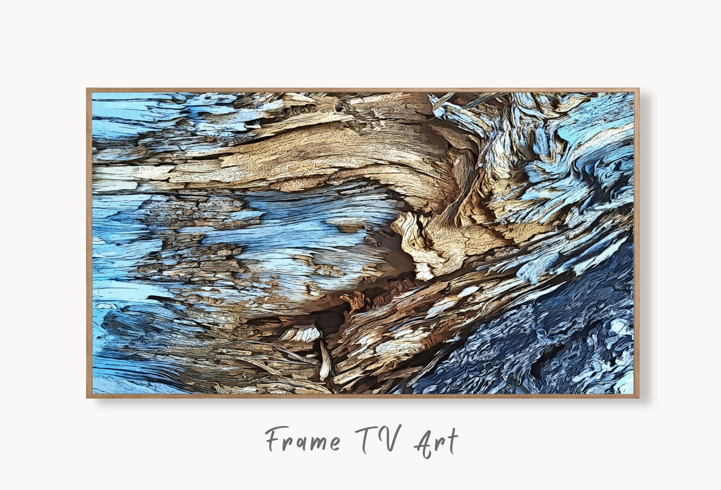 Blue Tree Bark Abstract Samsung Frame TV Art. Abstract Nature Art Samsung TV, Digital Download for Samsung Frame, Frame TV Art