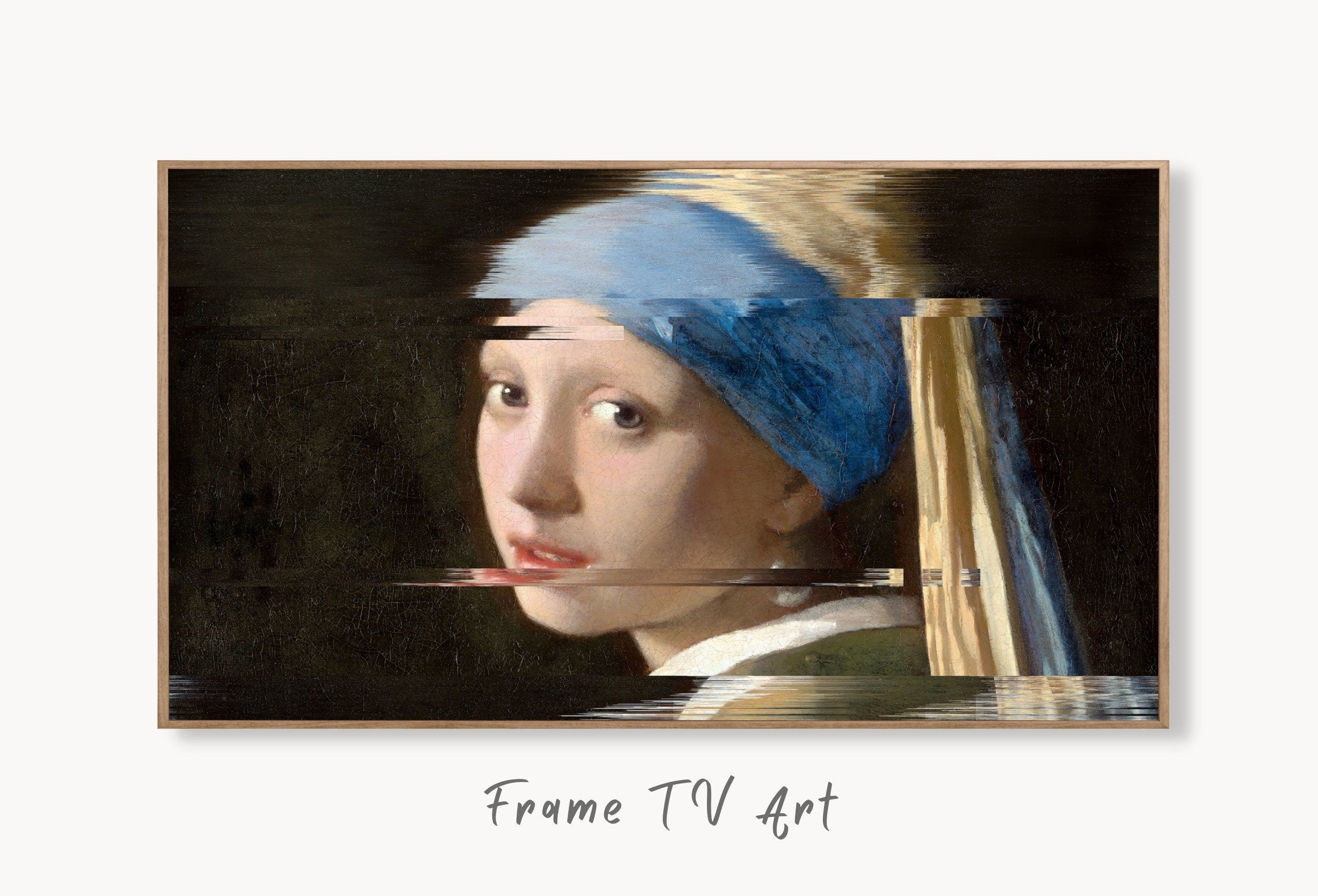 Samsung Frame TV Art 4K Girl With Pearl Earring Altered Classic Painting. Glitch Art for Frame TV. Altered Vintage Home Decor. TV Art