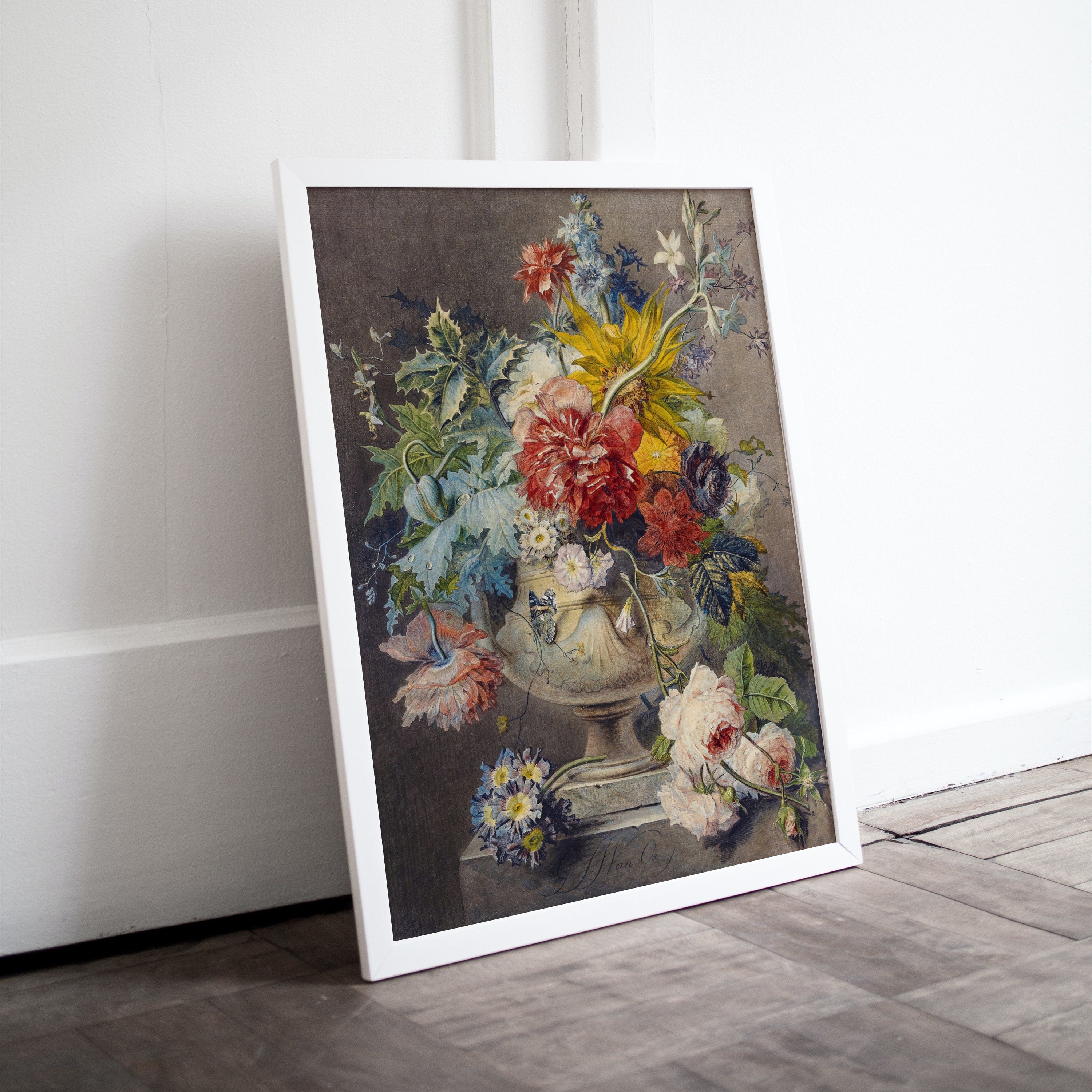 Vintage Botanical Still Life Painting. Printable Bouquet of Flowers in Vase Still Art Vintage Print. Antique Retro Artwork Instant Download – Printable Wall Art Digital Download – Digital Download