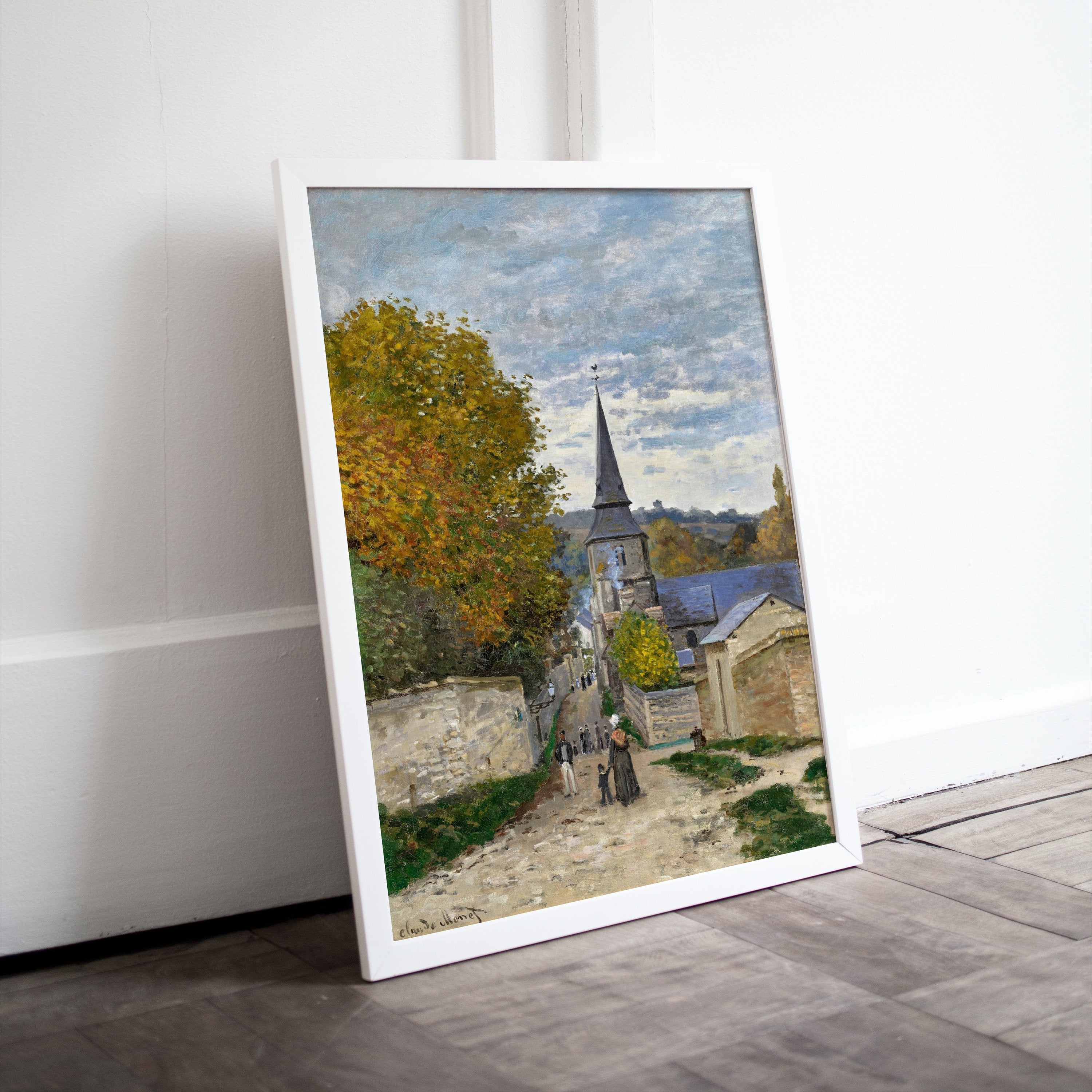 Vintage Country Painting, Rustic European Village Print. Claude Monet Painting Street Scene Village Road Print. Vintage Landscape Wall Art – Printable Wall Art Digital Download – Digital Download