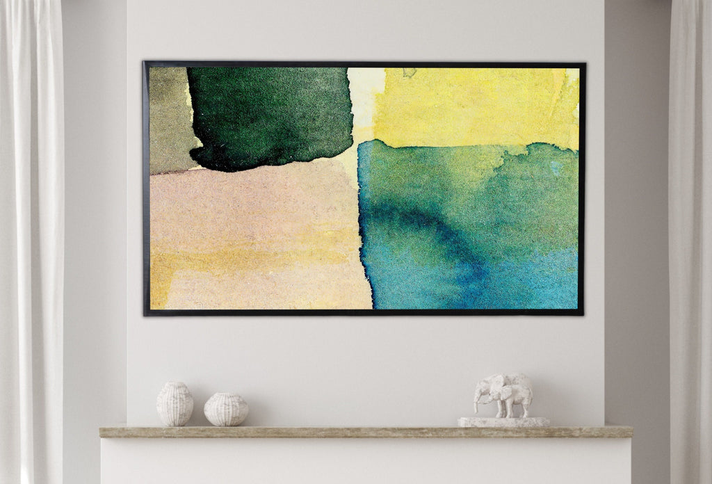 Samsung Frame TV Art 4K Blue Yellow Green Wall Art Abstract Painting. Instant Download Abstract Digital Painting. Colorful Art for Frame TV