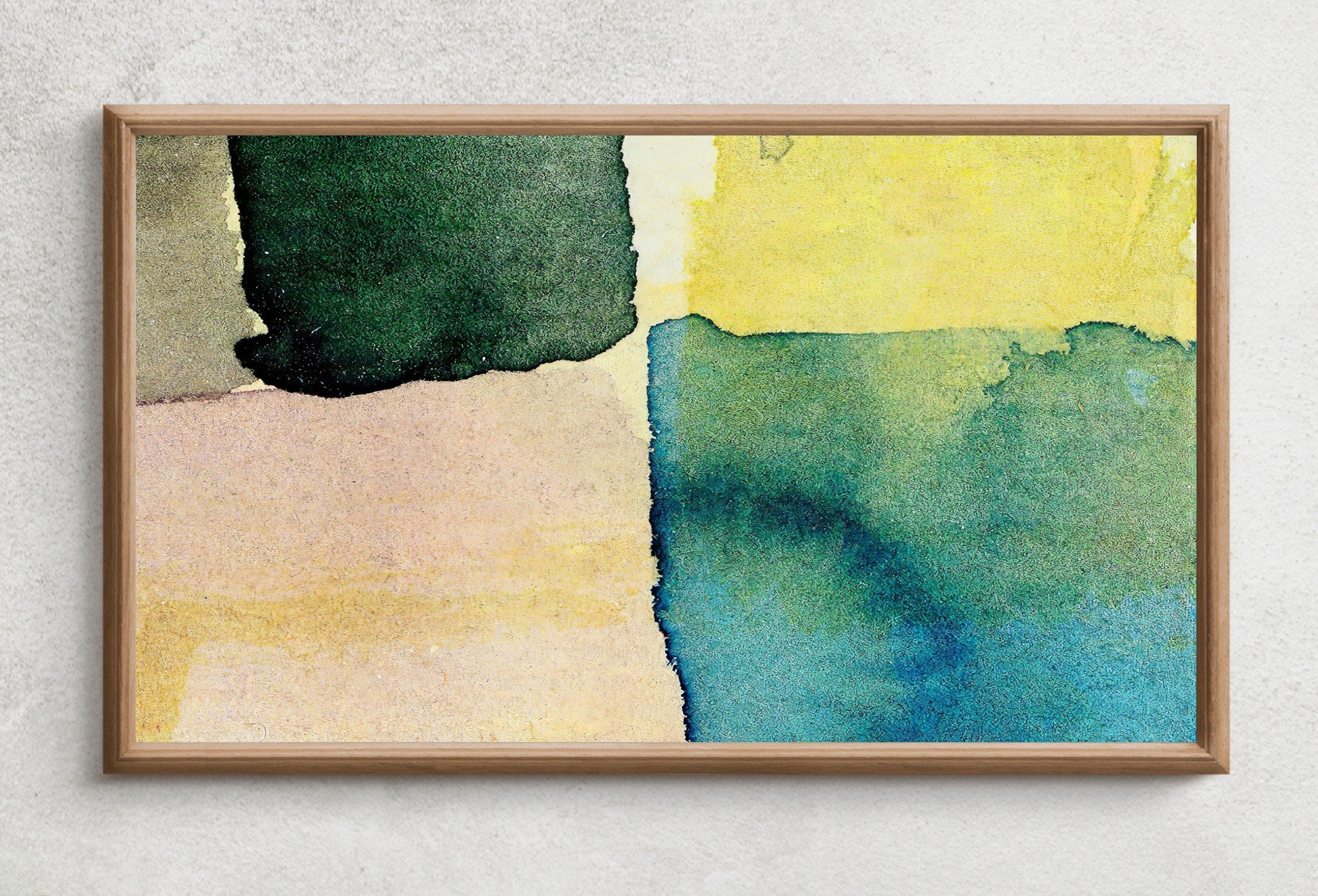 Samsung Frame TV Art 4K Blue Yellow Green Wall Art Abstract Painting. Instant Download Abstract Digital Painting. Colorful Art for Frame TV