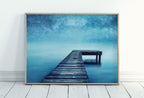 Wooden Pier at Starry Night Printable Wall Art. Wooden Pier Print. Pier on Lake Print Starry Night Sky Lake Landscape Wall Decor, Wood Jetty