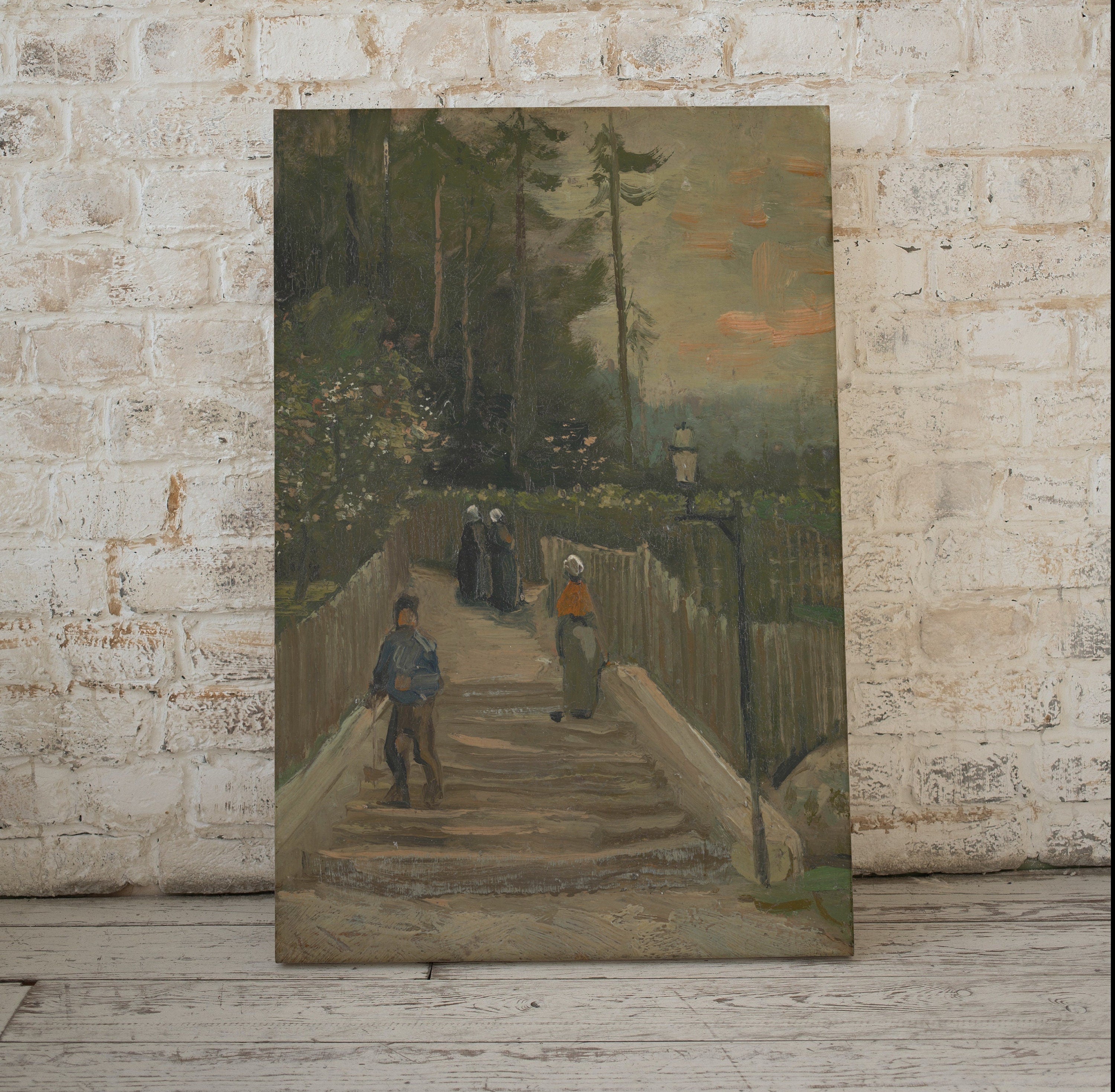 Vintage Country Painting, Rustic van Gogh Paris Print. Antique Oil Painting Country Scene Village Road Print. Vintage Landscape Wall Art – Printable Wall Art Digital Download – Digital Download
