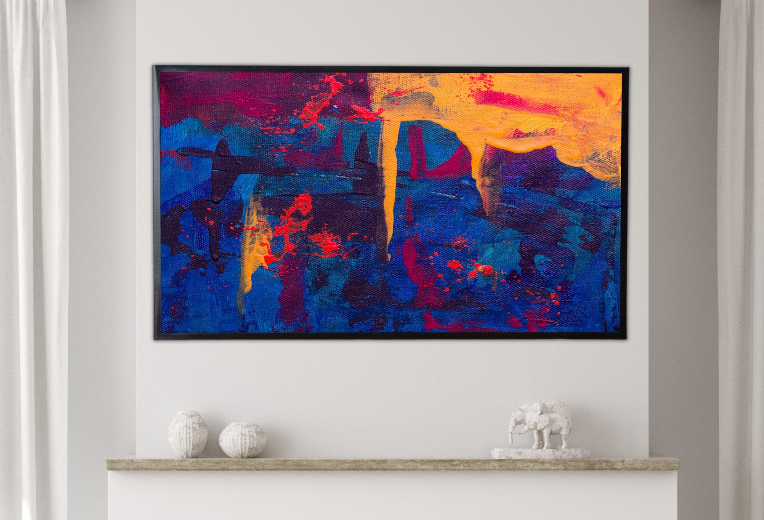 Deep Blue Abstract Painting Frame TV Art. Digital Download, Digital Art for TV, Colorful Wall Art, Abstract Artwork for The Frame TV
