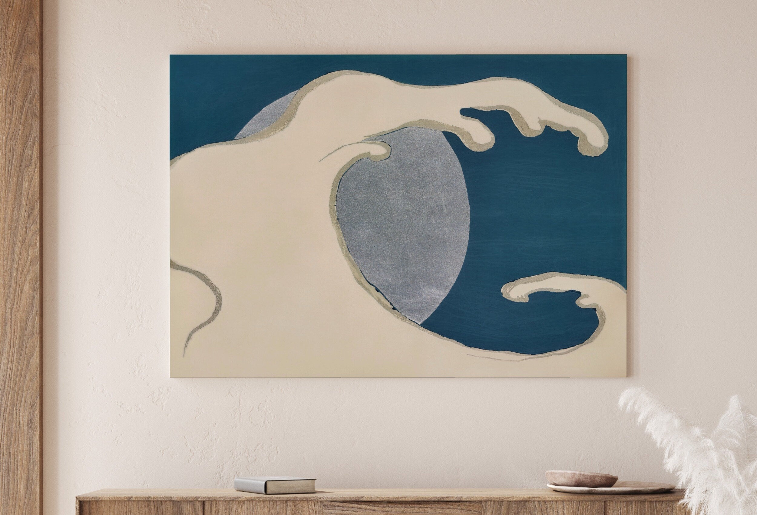 Vintage Japanese Wave Painting with Sun Printable Wall Art. Instant Download Antique Japanese Art. Minimalist Abstract Japanese Decor – Printable Wall Art Digital Download – Digital Download