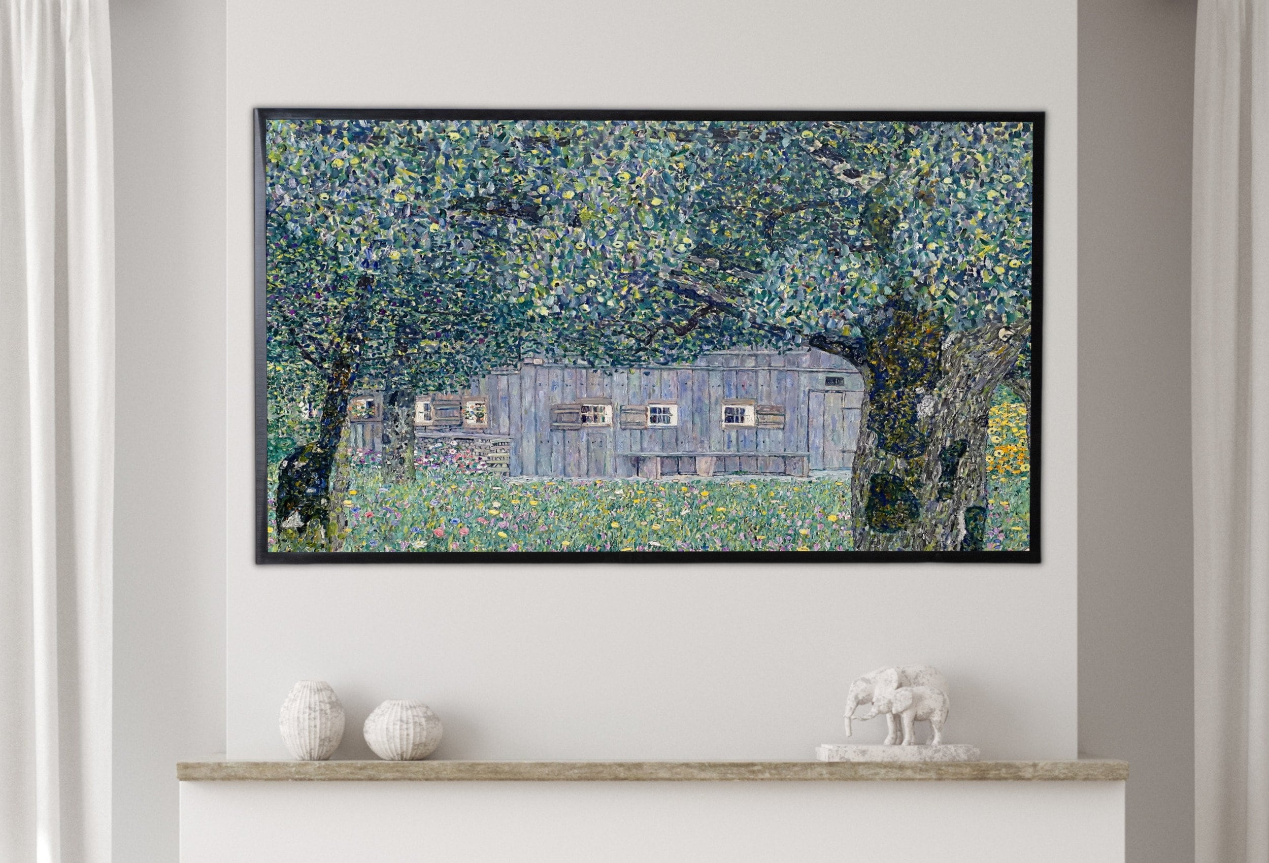 Samsung Frame TV Art 4K Gustav Klimt Farmhouse in Austria Famous Art Nouveau Painting. Antique Classic Klimt Art for Frame TV. Downloadable
