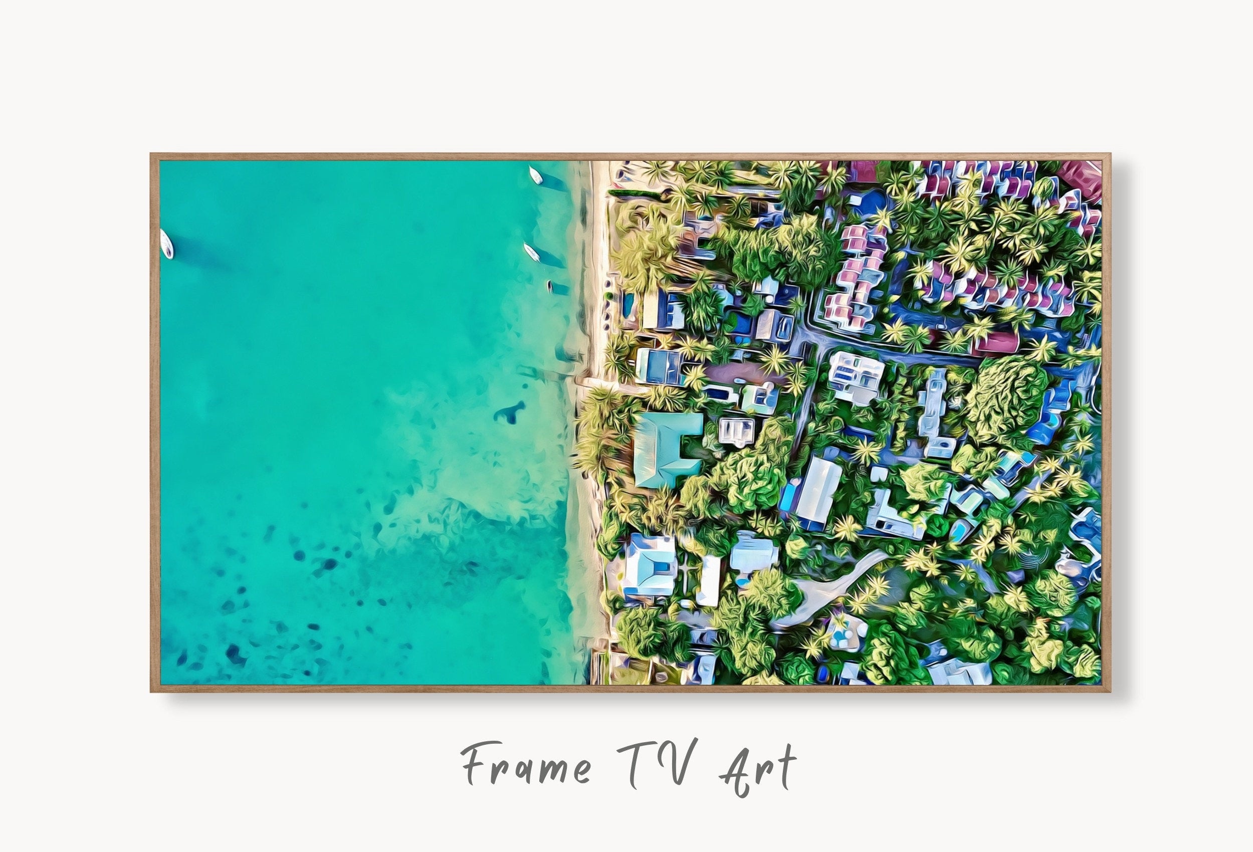 Beach Aerial View, art for Frame TV. Digital Download Art for TV. Coastal Wall Art. Beach Artwork for Samsung Frame