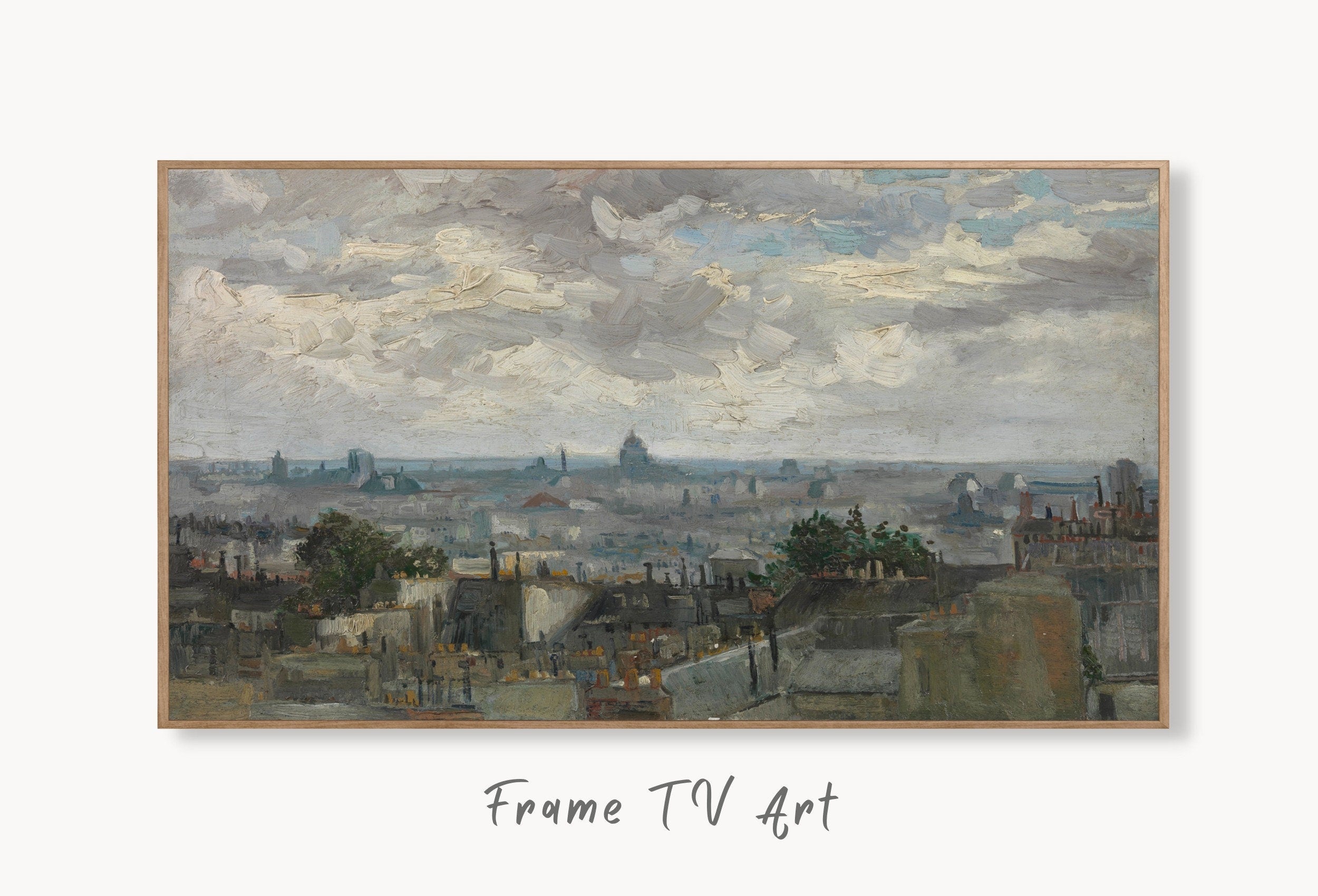 Samsung Frame TV Art 4K View of Paris Famous Painting by Vincent van Gogh. Instant Download van Gogh Art for the Frame TV. Vintage Wall Art