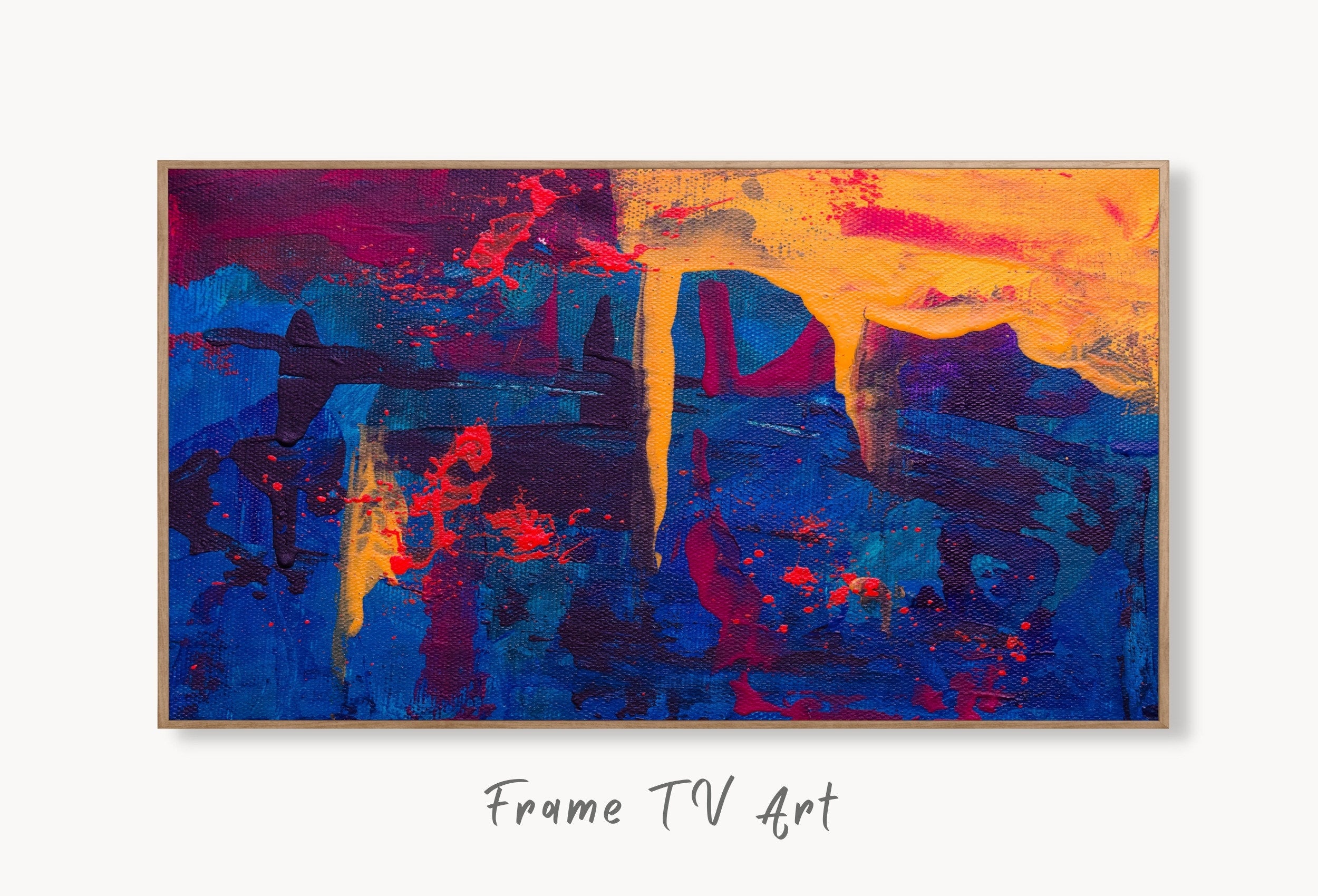 Deep Blue Abstract Painting Frame TV Art. Digital Download, Digital Art for TV, Colorful Wall Art, Abstract Artwork for The Frame TV