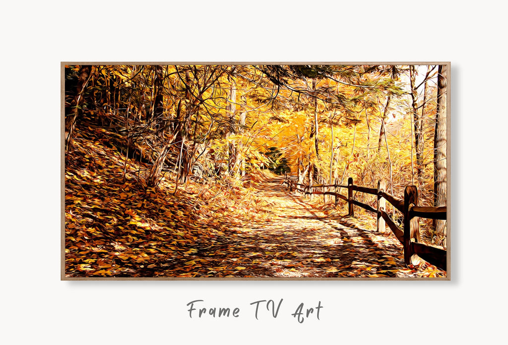 Fall Trail Landscape Digital Oil Painting Frame TV Art Digital Download, Art for Tv, Colorful Art for Frame TV