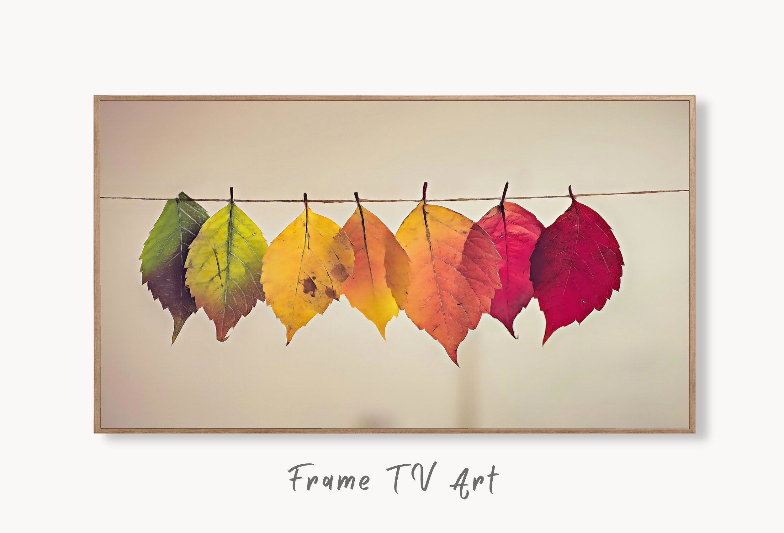 Samsung Frame TV Art 4K Hanging Autumn Leaves Digital Painting. Instant Download Fall Art for the Samsung Frame TV. Nature Art for TV