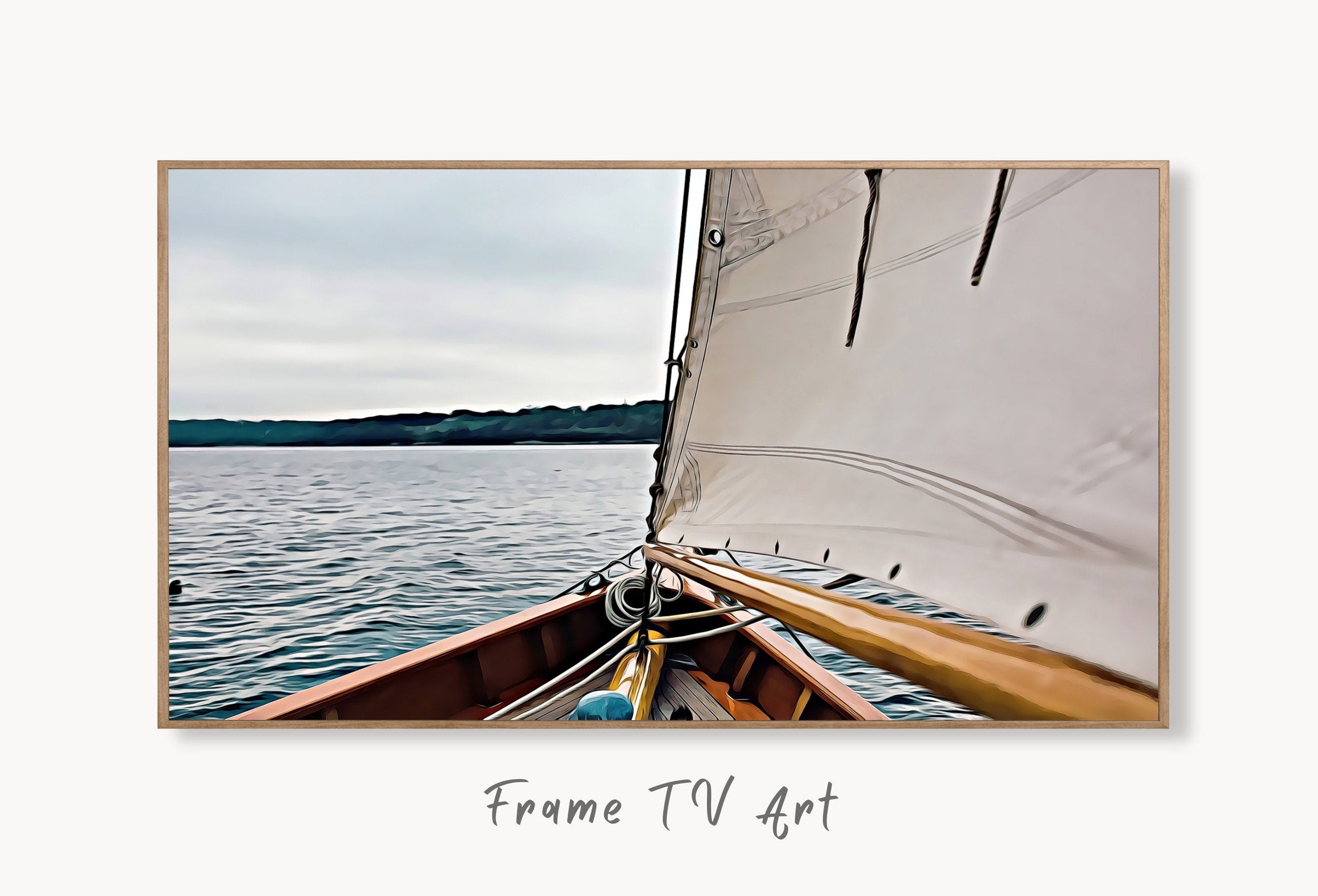 Samsung Frame TV Art 4K Sailboat Painting Nautical Wall Art. Instant Download Boat Painting for the Frame TV. Digital Sailboat Art for TV