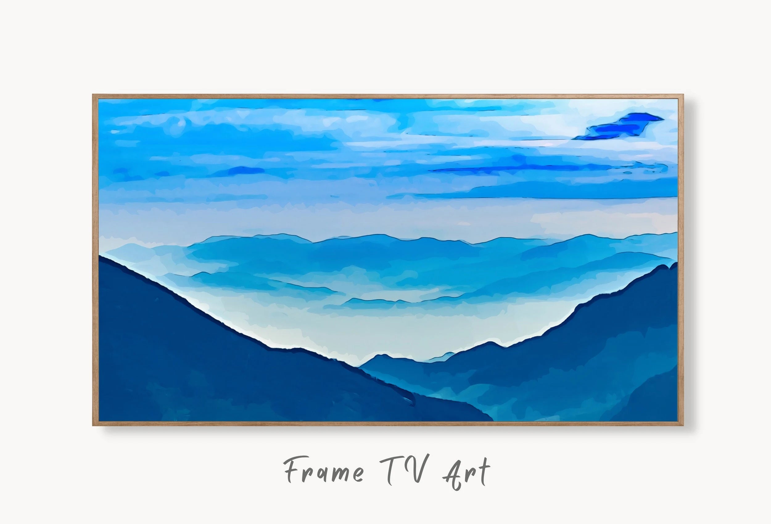 Samsung Frame TV Art 4K Blue Abstract Mountain Landscape