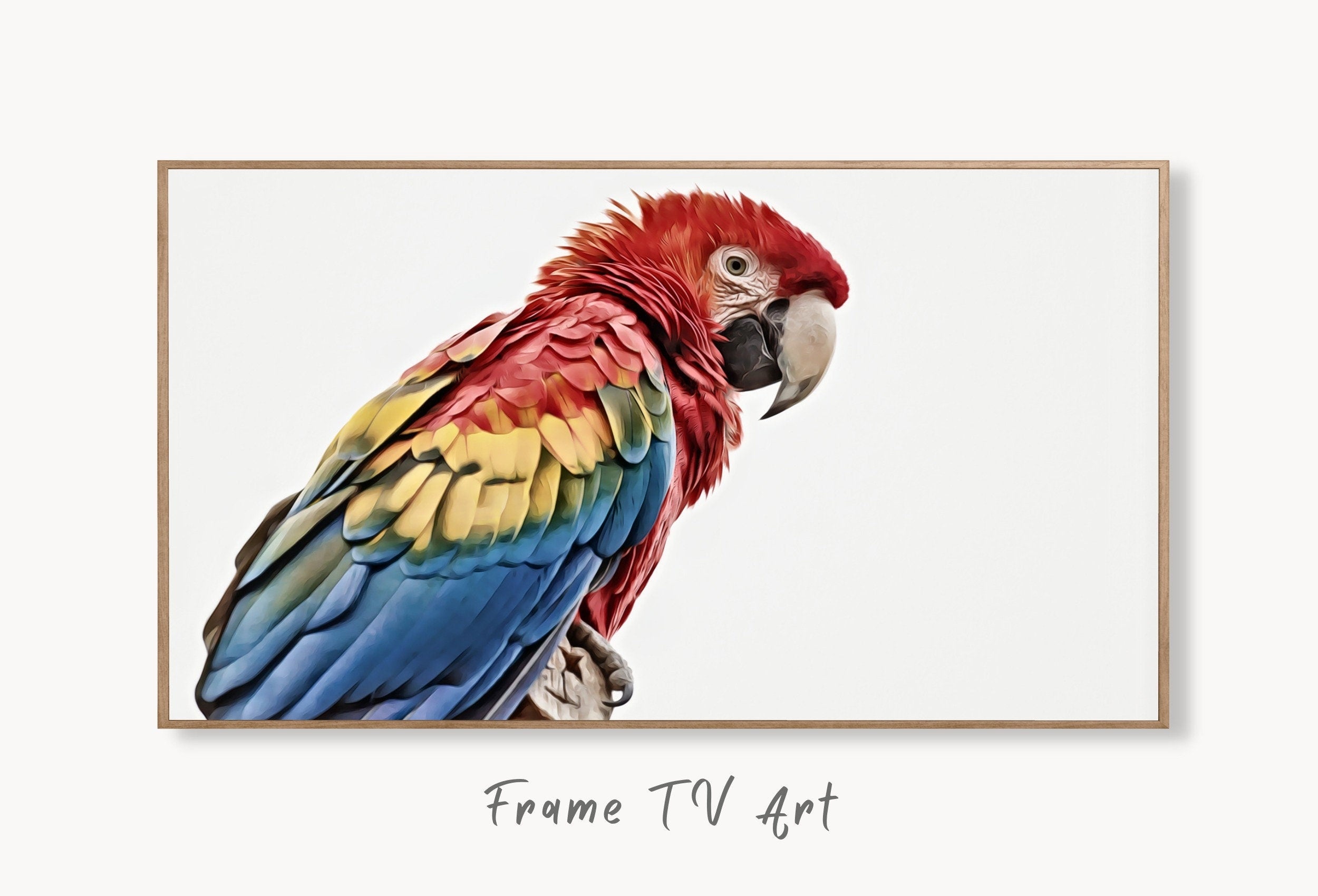Parrot Frame TV Art 4K Digital Download, Digital Art for Tv, Colorful Art for Frame TV Tropical Bird Decor, Parrot Painting Bird Art