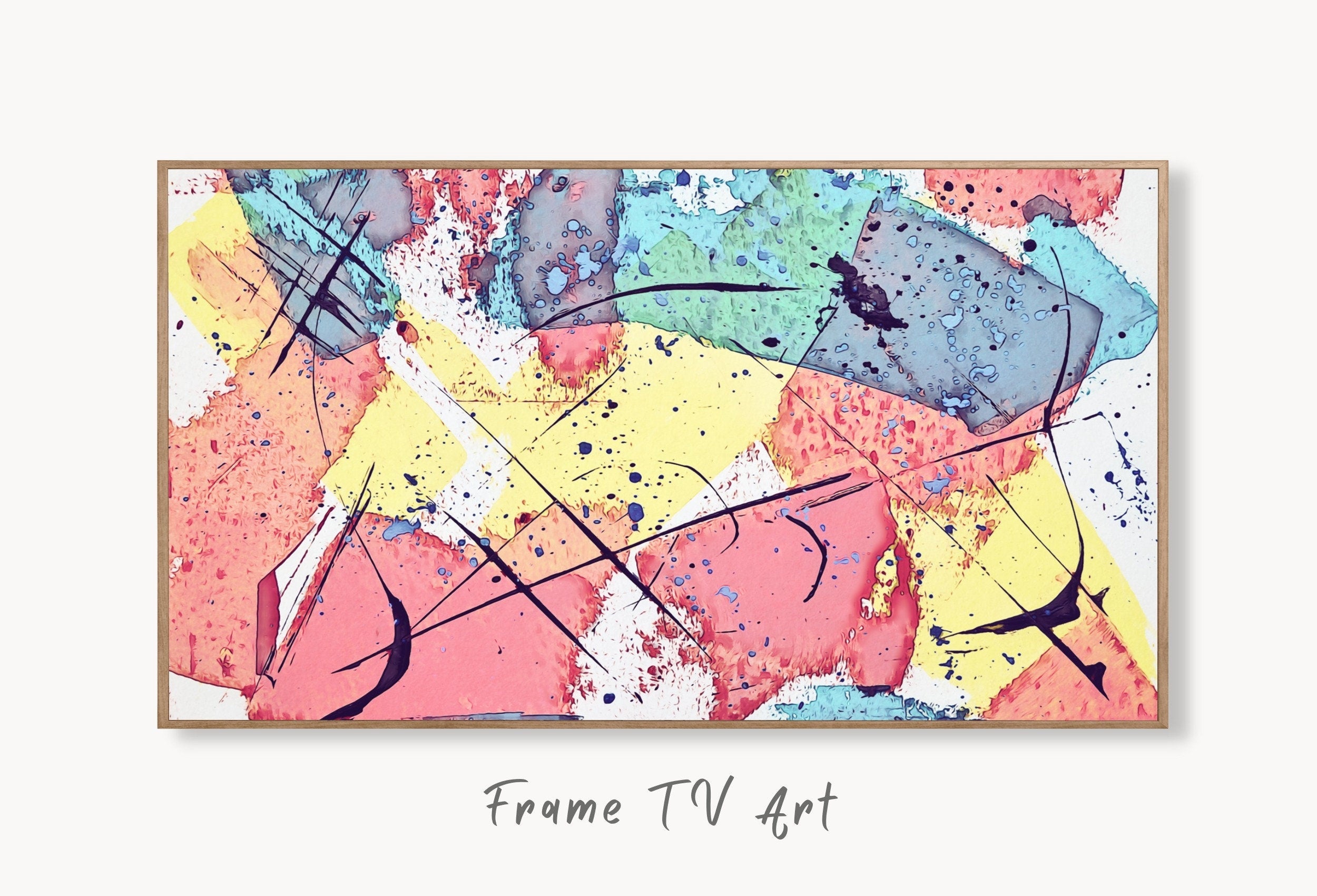 Pastel Pink and Blue Abstract Painting Frame TV Art. Digital Download, Digital Art for TV, Colorful Wall Art, Abstract Art for The Frame TV