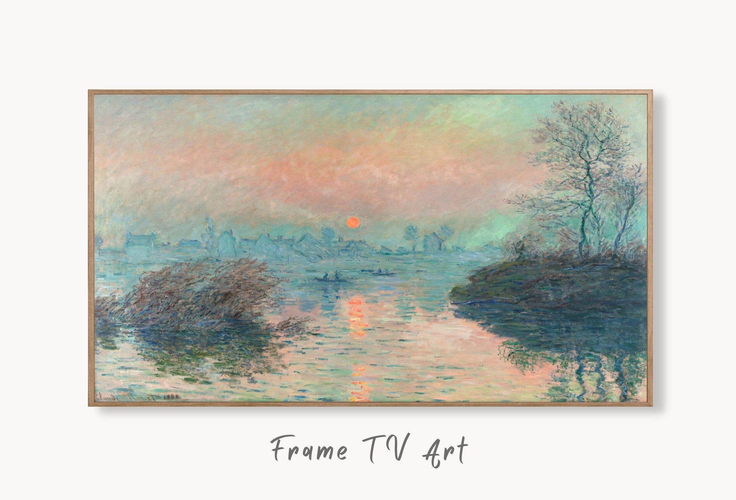 Samsung Frame TV Art 4K Monet Sunset on the Seine Famous Painting. Instant Download Vintage Art for Samsung Frame TV. Claude Monet TV Art