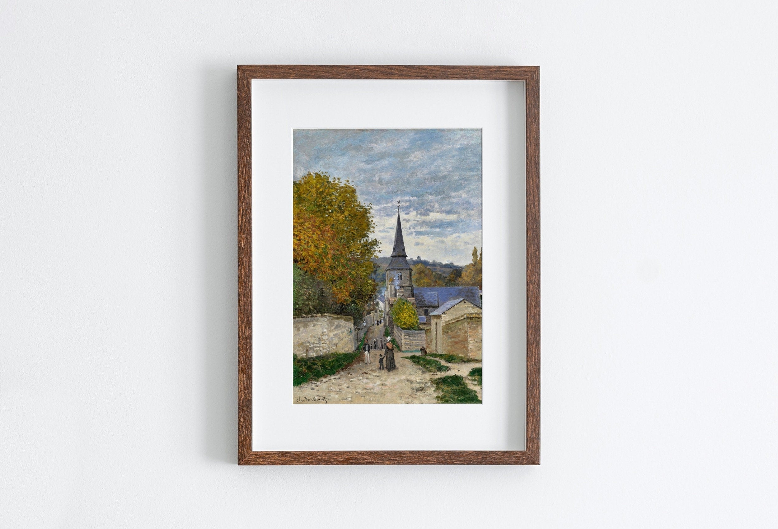 Vintage Country Painting, Rustic European Village Print. Claude Monet Painting Street Scene Village Road Print. Vintage Landscape Wall Art – Printable Wall Art Digital Download – Digital Download