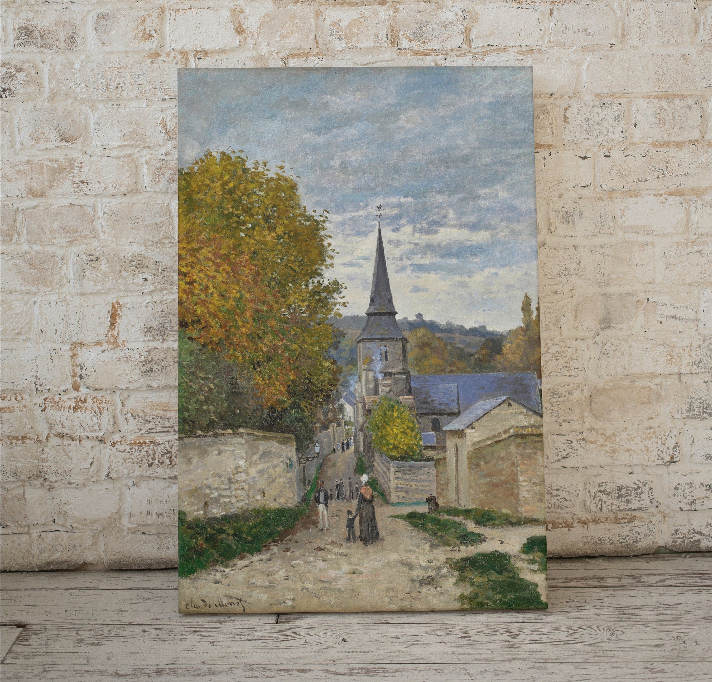 Vintage Country Painting, Rustic European Village Print. Claude Monet Painting Street Scene Village Road Print. Vintage Landscape Wall Art – Printable Wall Art Digital Download – Digital Download