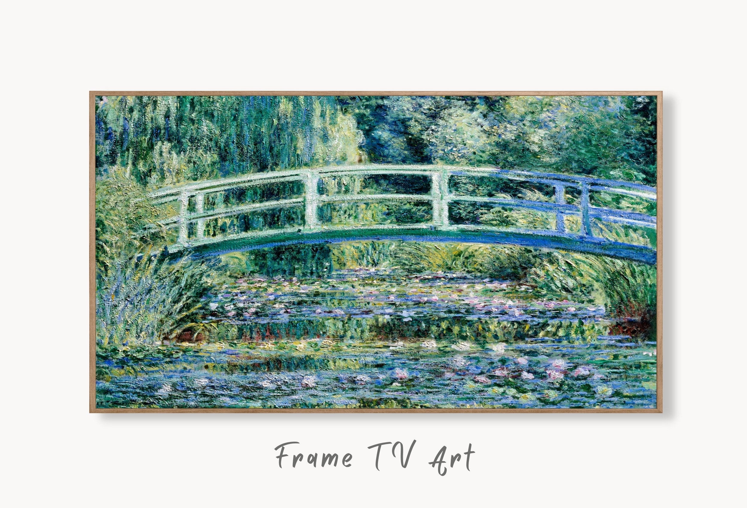 Samsung Frame TV Art 4K Lilies and Bridge Famous Claude Monet Painting. Instant Download Botanical Wall Art for Frame TV. Vintage Wall Art