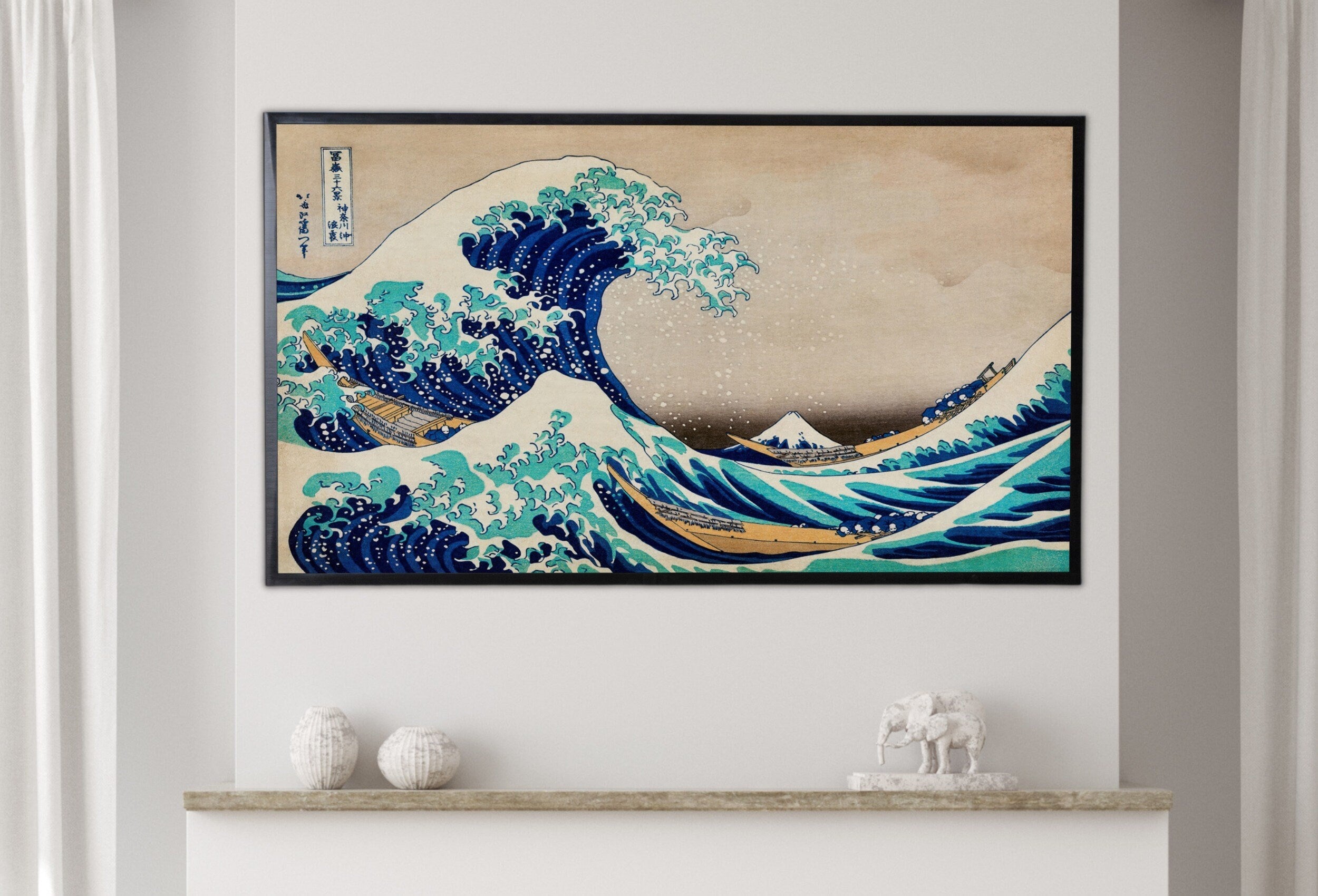 Samsung Frame TV Art 4K Great Wave off Kanagawa Japanese Wall Art. Instant Download Antique Japanese Art for the Frame TV. Vintage Wall Art