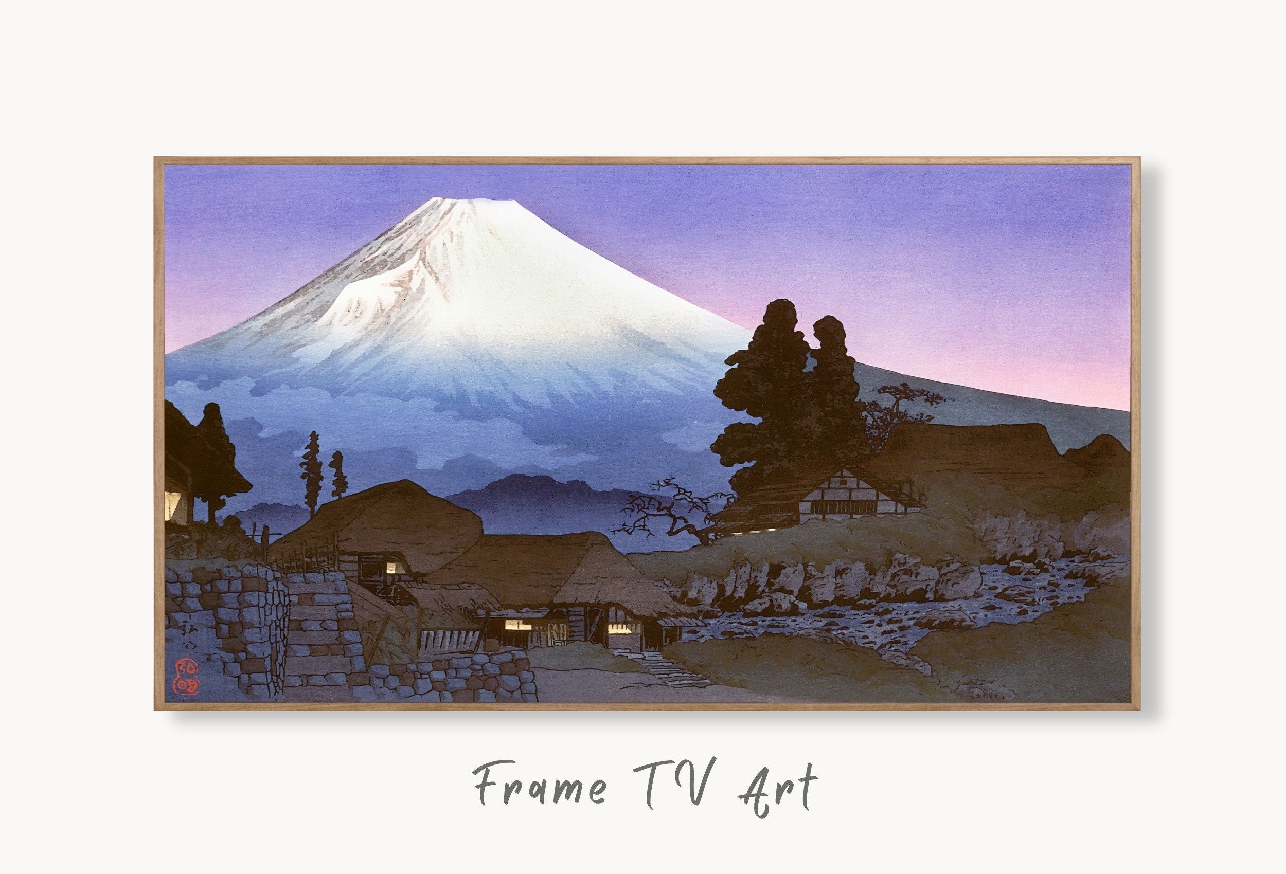 Samsung Frame TV Art 4K Mount Fuji Landscape Vintage Japanese Wall Art. Instant Download Antique Japanese Art for Frame TV. Vintage Wall Art