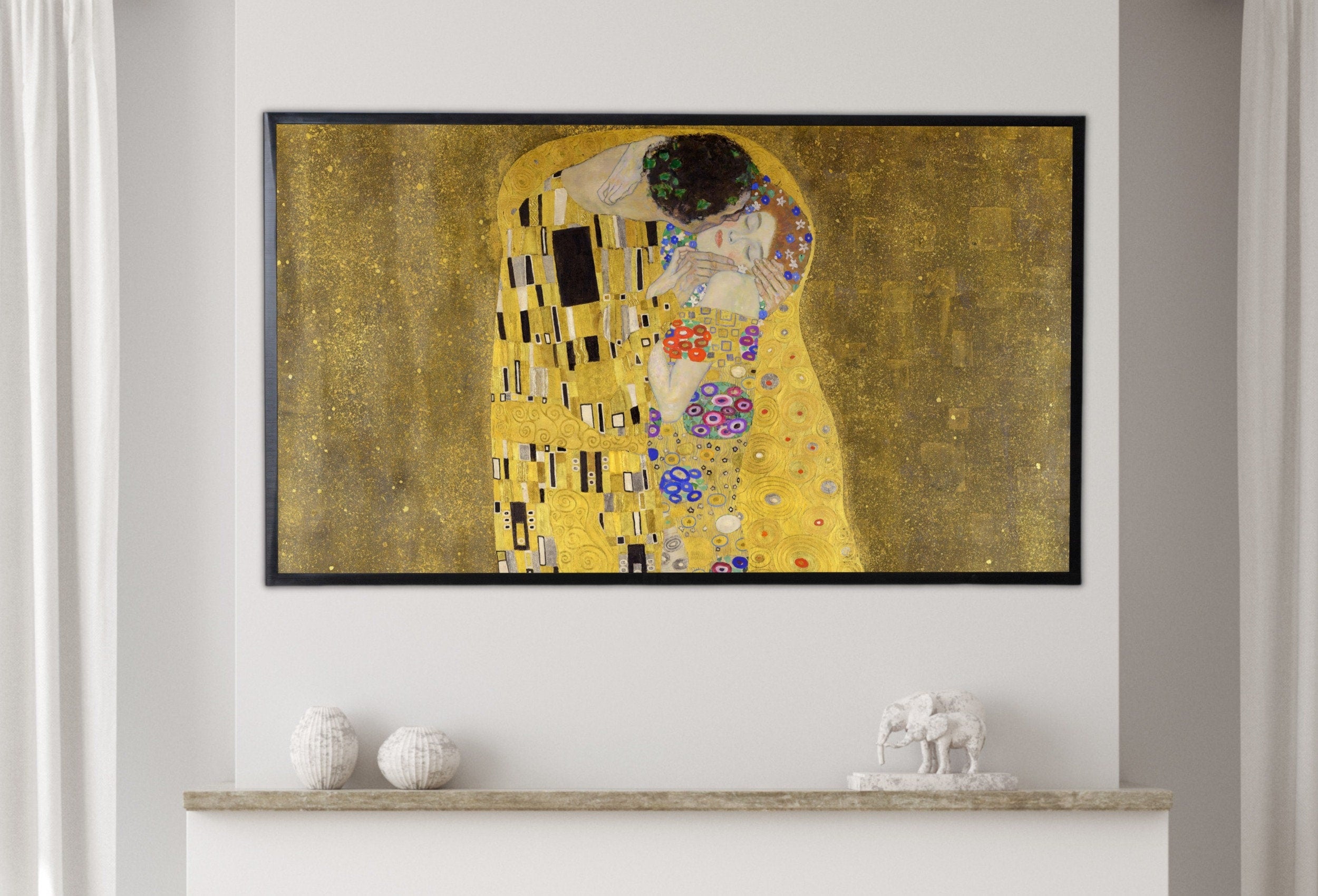 Samsung Frame TV Art 4K Gustav Klimt "The Kiss" Famous Art Nouveau Painting. Antique Romantic Classic Klimt Art for Frame TV. Downloadable