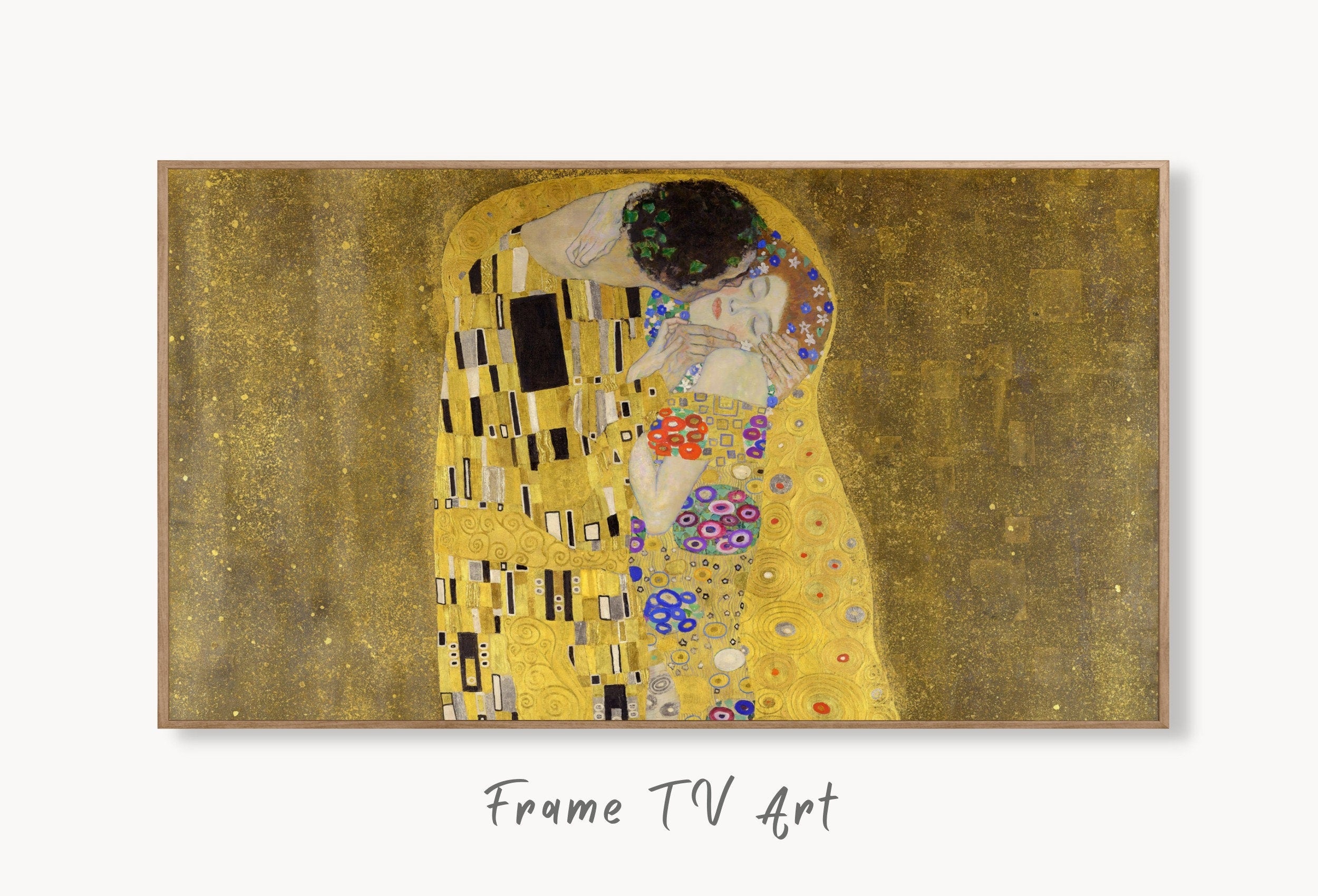 Samsung Frame TV Art 4K Gustav Klimt "The Kiss" Famous Art Nouveau Painting. Antique Romantic Classic Klimt Art for Frame TV. Downloadable