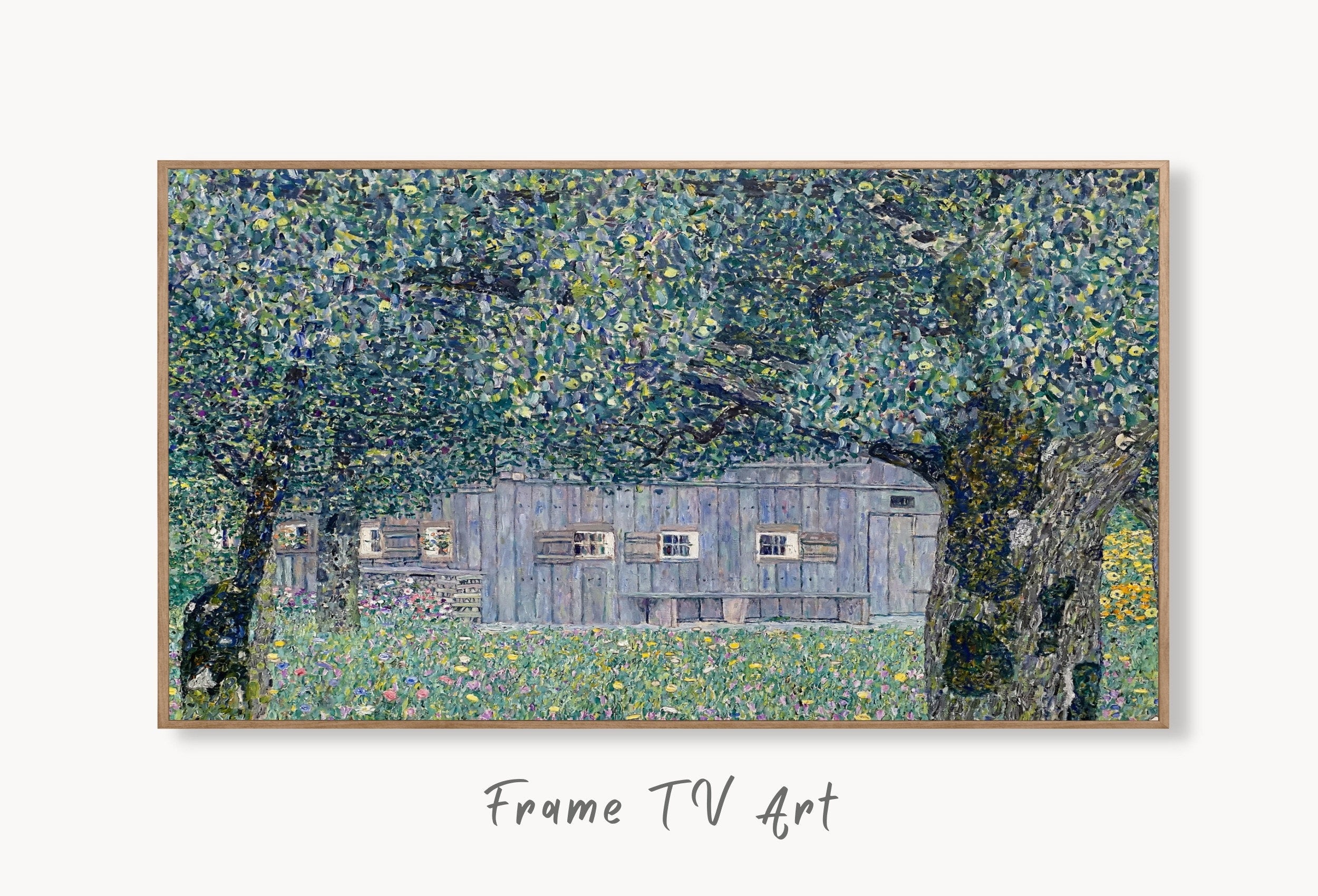 Samsung Frame TV Art 4K Gustav Klimt Farmhouse in Austria Famous Art Nouveau Painting. Antique Classic Klimt Art for Frame TV. Downloadable