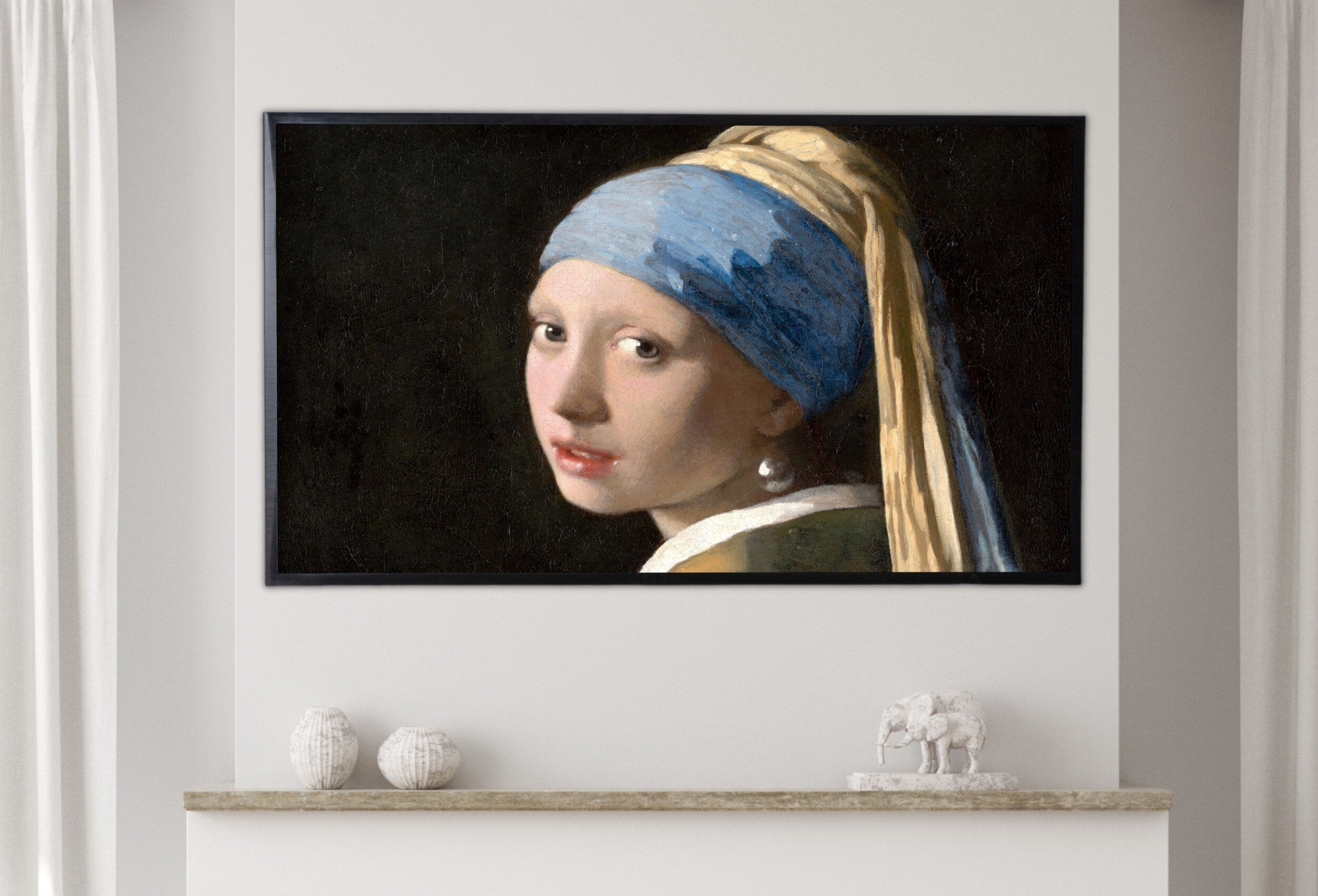 Samsung Frame TV Art 4K Girl With Pearl Earring Famous Classic Painting. Fine Art Portrait for Frame TV. Altered Vintage Home Decor. TV Art