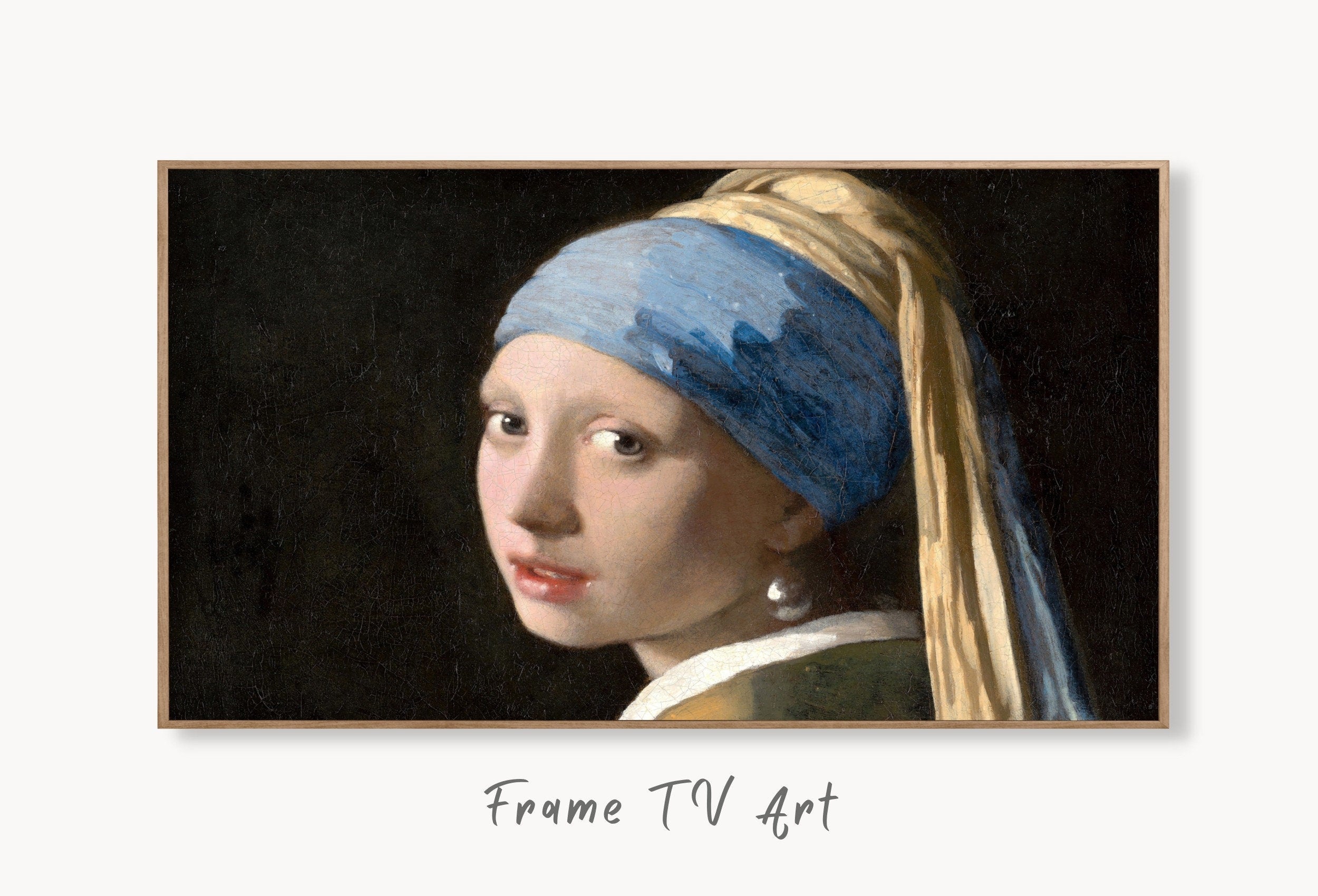 Samsung Frame TV Art 4K Girl With Pearl Earring Famous Classic Painting. Fine Art Portrait for Frame TV. Altered Vintage Home Decor. TV Art