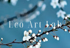 White Blossom Tree Branch Printable Wall Art. Cherry Blossom Sakura Tree Floral Wall Art Print. Blue Wall Art Floral Poster Botanical Art