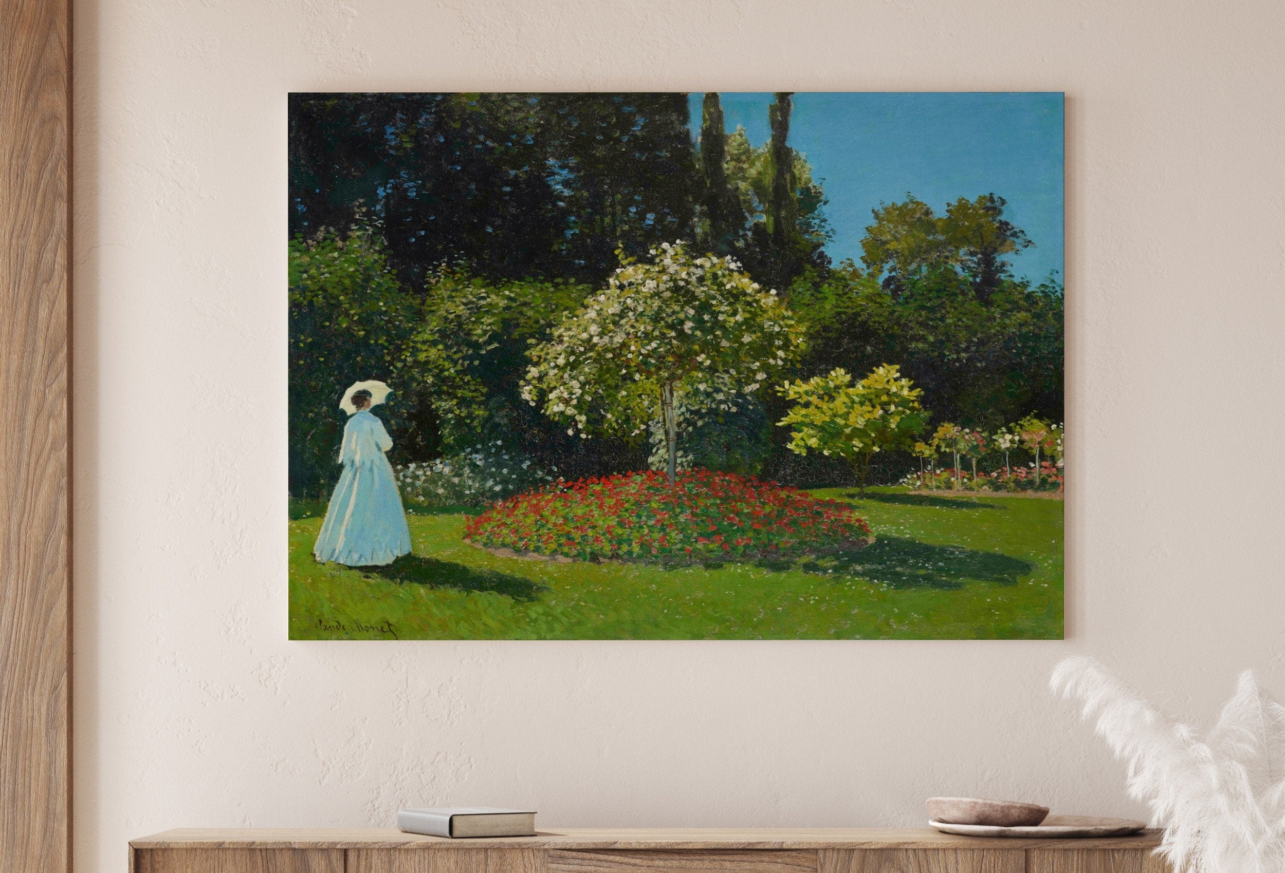 Claude Monet Lady in The Garden Painting Famous Monet Art. Instant Download Vintage Decor. Monet Landscape Printable Wall Art. Vintage Decor