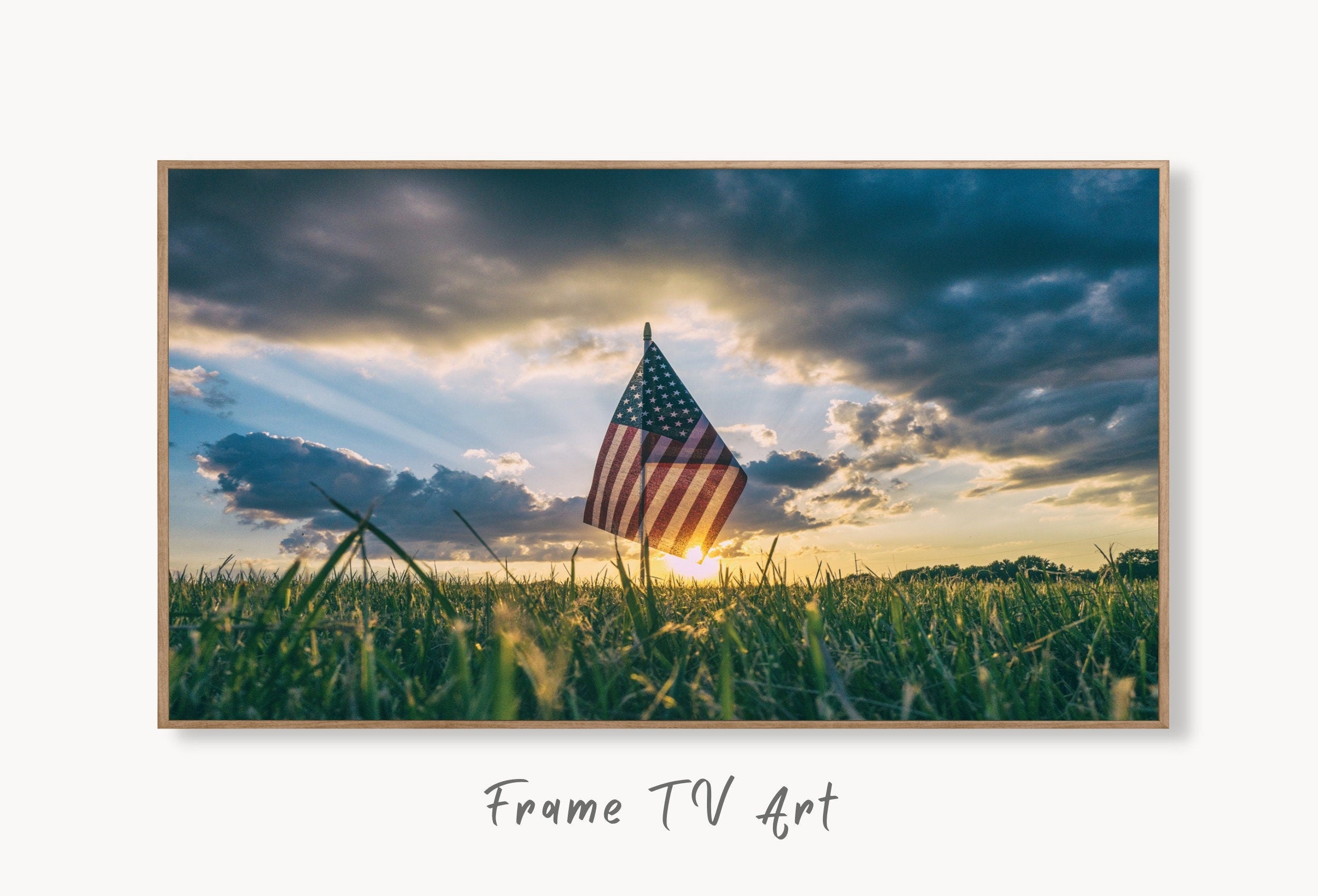 Samsung Frame TV Art 4K Independence Day 4th of July Decor. Patriotic USA American Flag in Sunset. Instant Digital Download. Art for TV