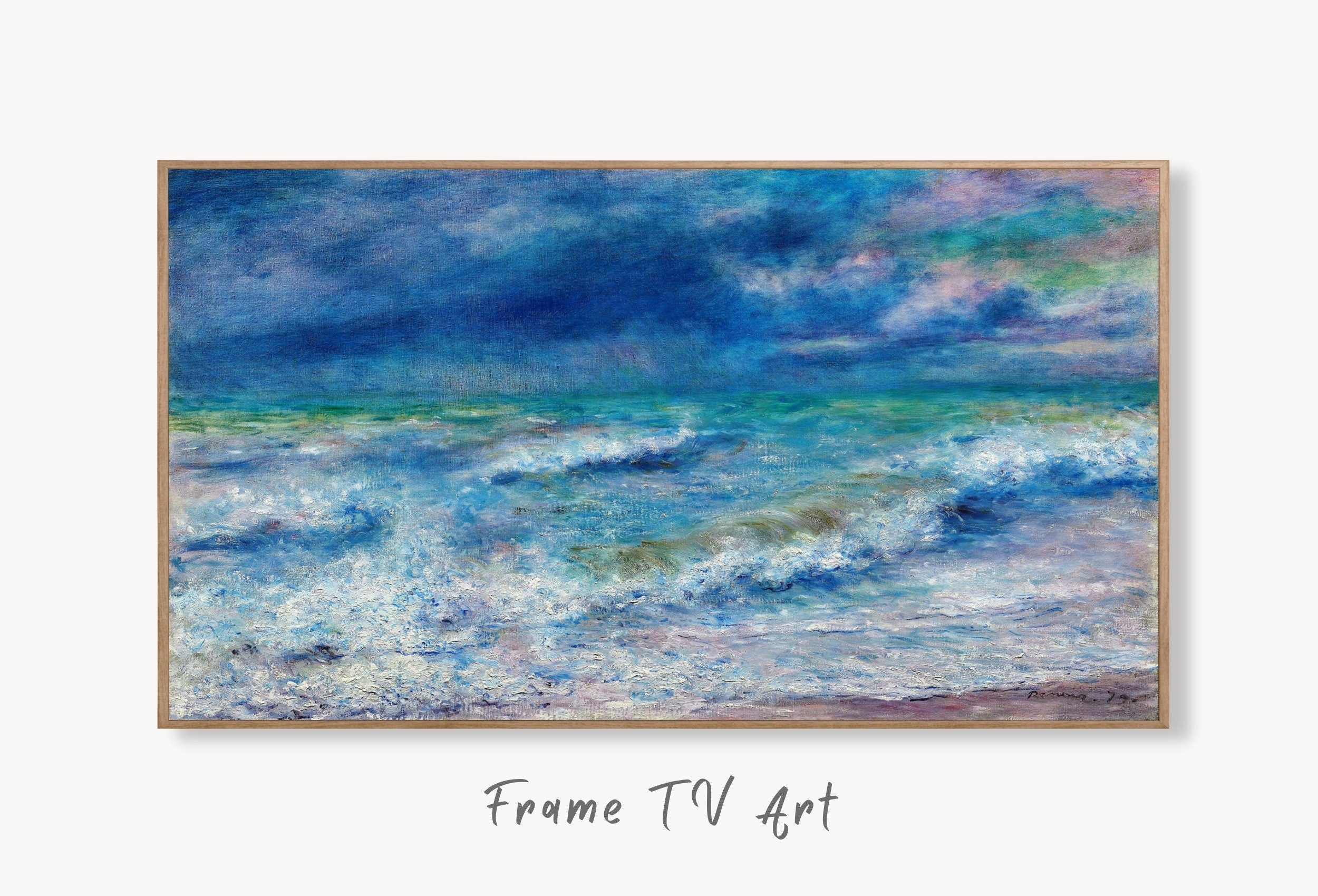Samsung Frame TV Art 4K Seascape Auguste Renoir Painting, Nautical Wall Decor. Instant Download Art for the Frame TV. Colorful Art for TV