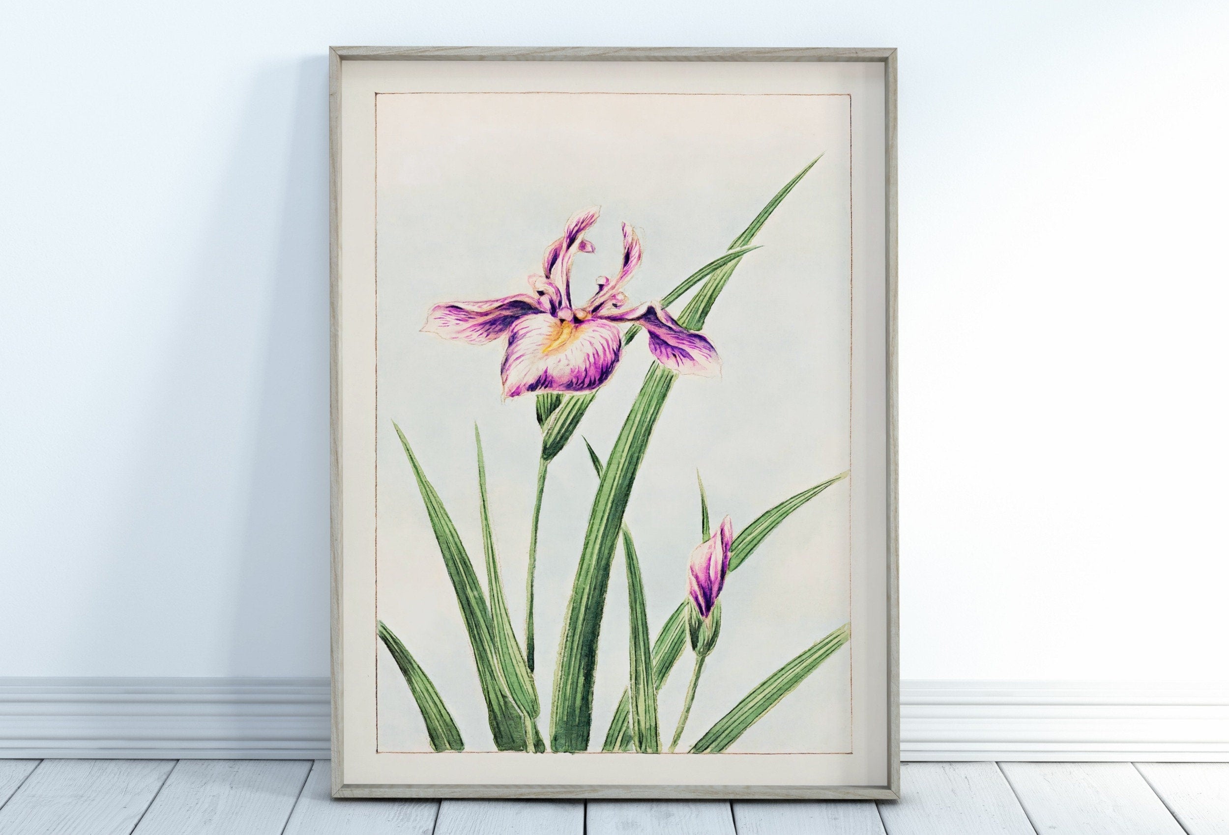 Vintage Japanese Flower Art Orchid Painting Printable Wall Art. Instant Download Antique Japanese Art Orchid Botanical Print Floral Wall Art
