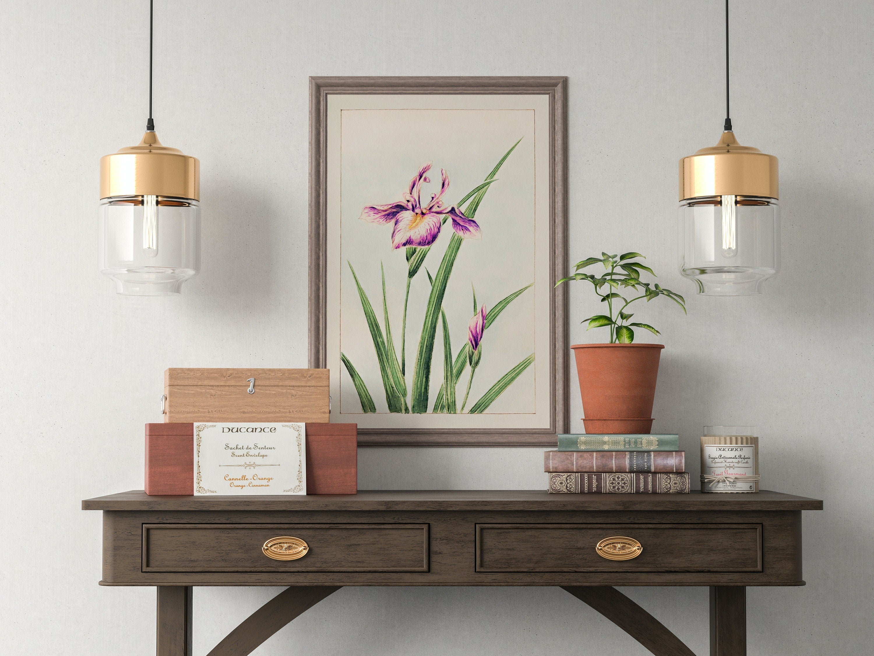 Vintage Japanese Flower Art Orchid Painting Printable Wall Art. Instant Download Antique Japanese Art Orchid Botanical Print Floral Wall Art