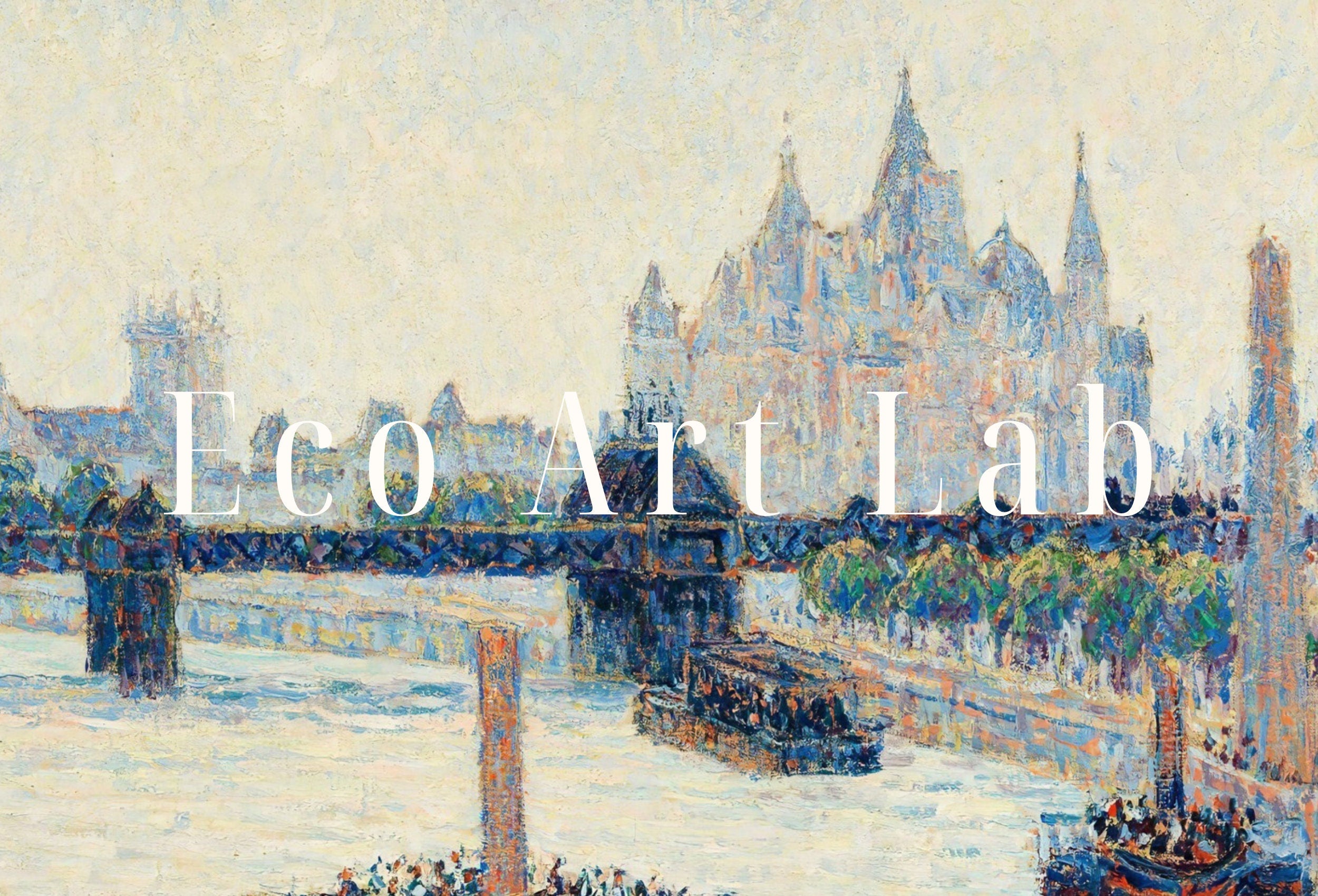 Vintage London Landscape Painting. Printable Wall Art. Charing Cross Bridge. Home or Office Decor, Print Digital Art Instant Download. – Printable Wall Art Digital Download – Digital Download