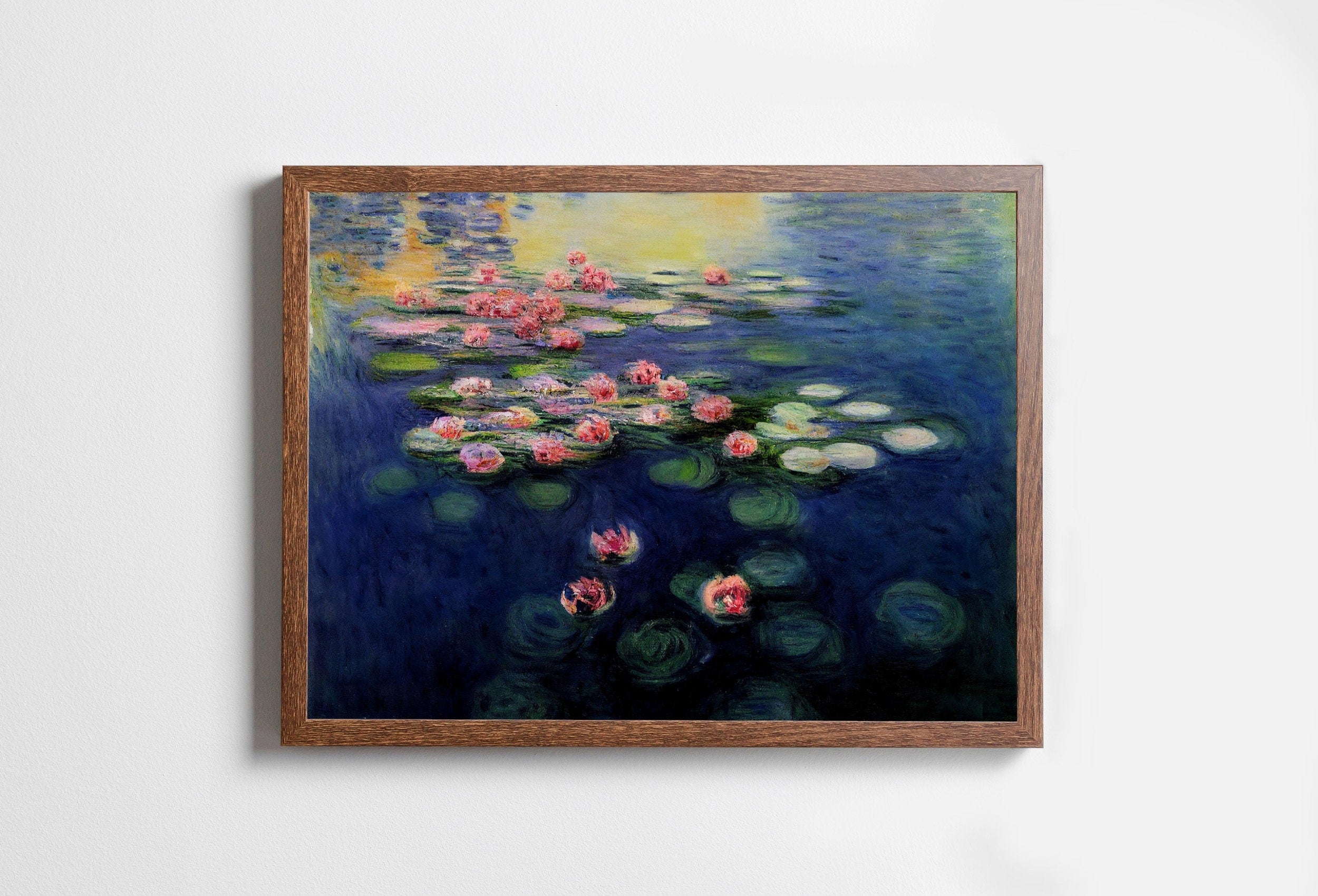 Water Lilies Pond Monet Inspired Digital Painting. Instant Download Floral Decor. Monet Botanical Print Printable Wall Art. Abstract Decor